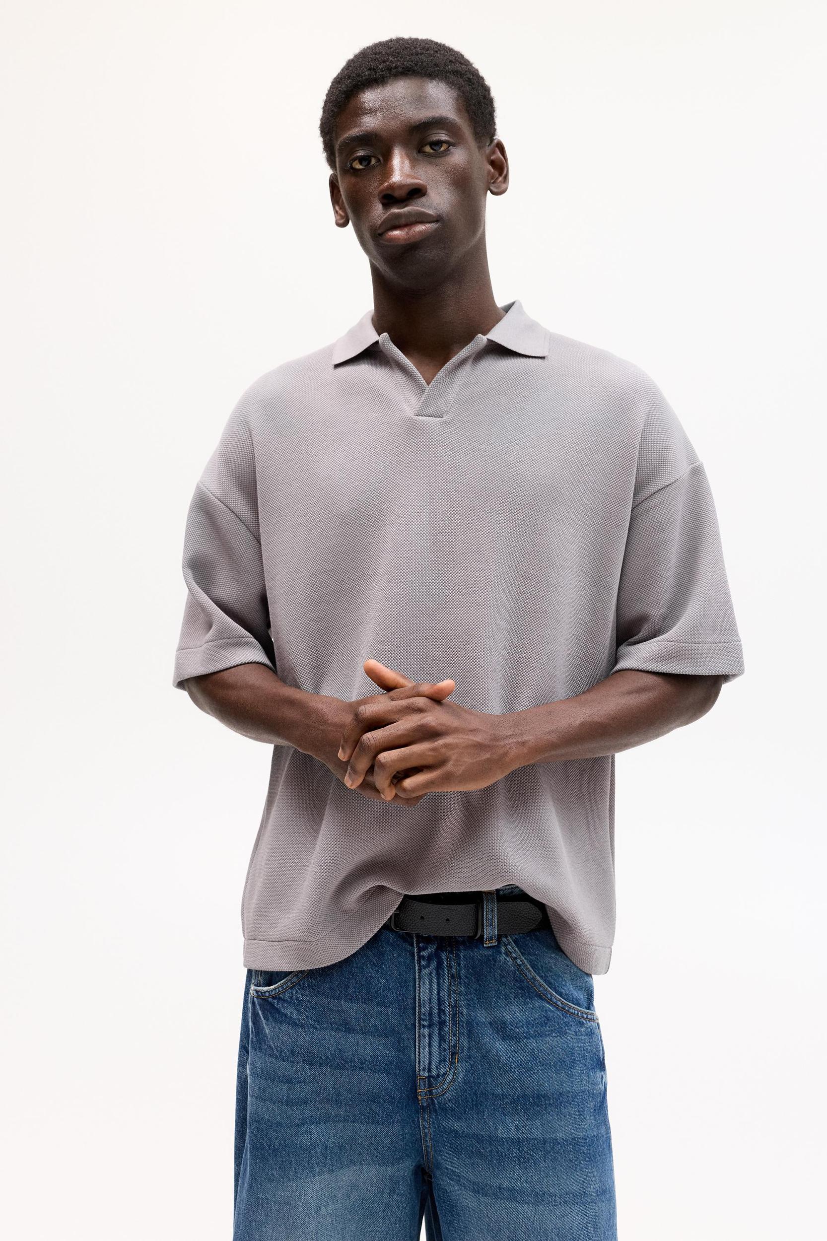 Boxy fit short sleeve polo shirt Product Image