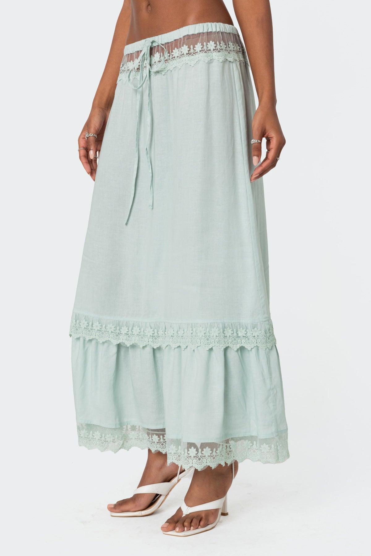 Semi Sheer Lacey Maxi Skirt Product Image