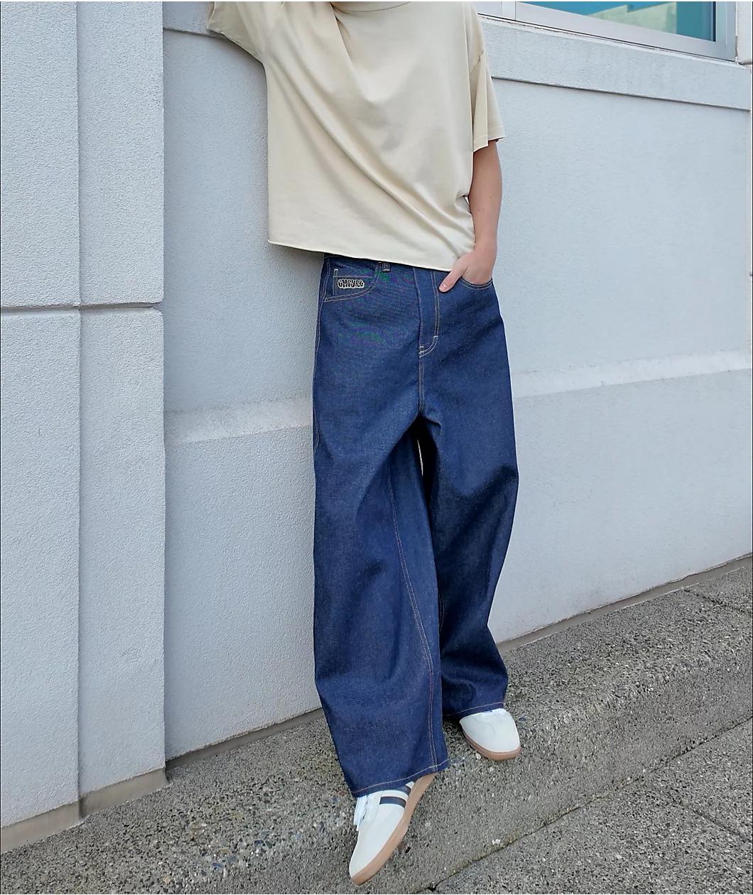 Empyre Dark Blue Baggy Barrel Jeans Product Image