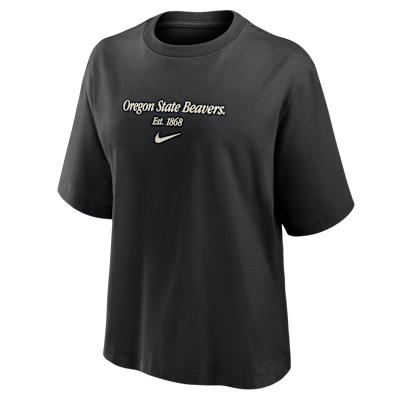 Oregon State Authentics Nike Womens College Boxy T-Shirt | ZW12573ORST-BLK Product Image