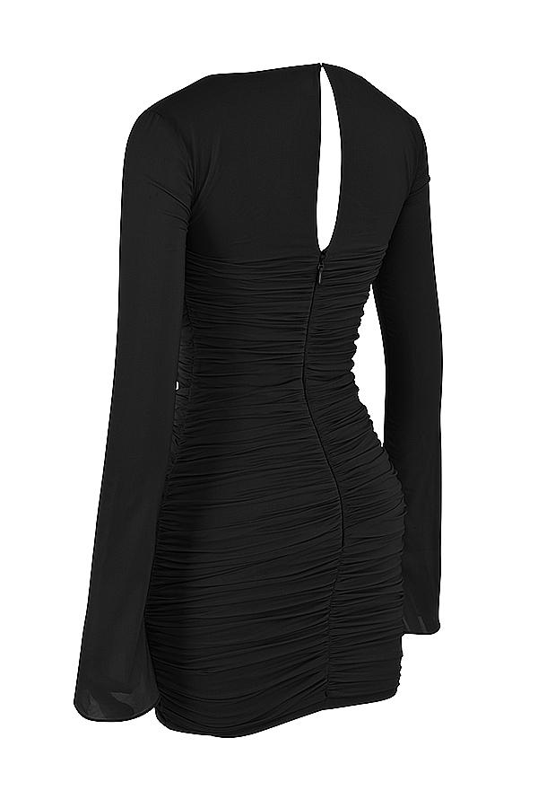 Camille  black real silk cutout mini dress Product Image