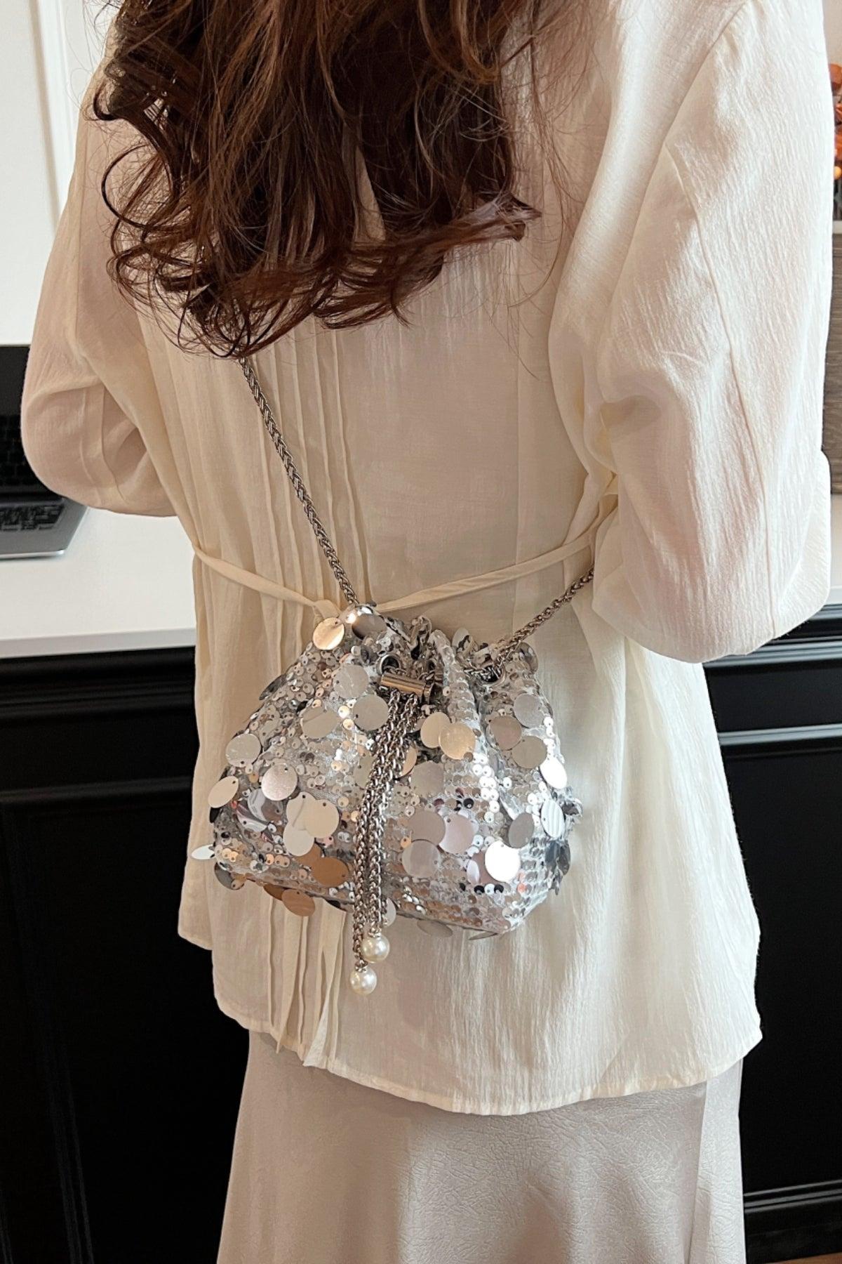 Drawstring Sequin Crossbody Bag Product Image