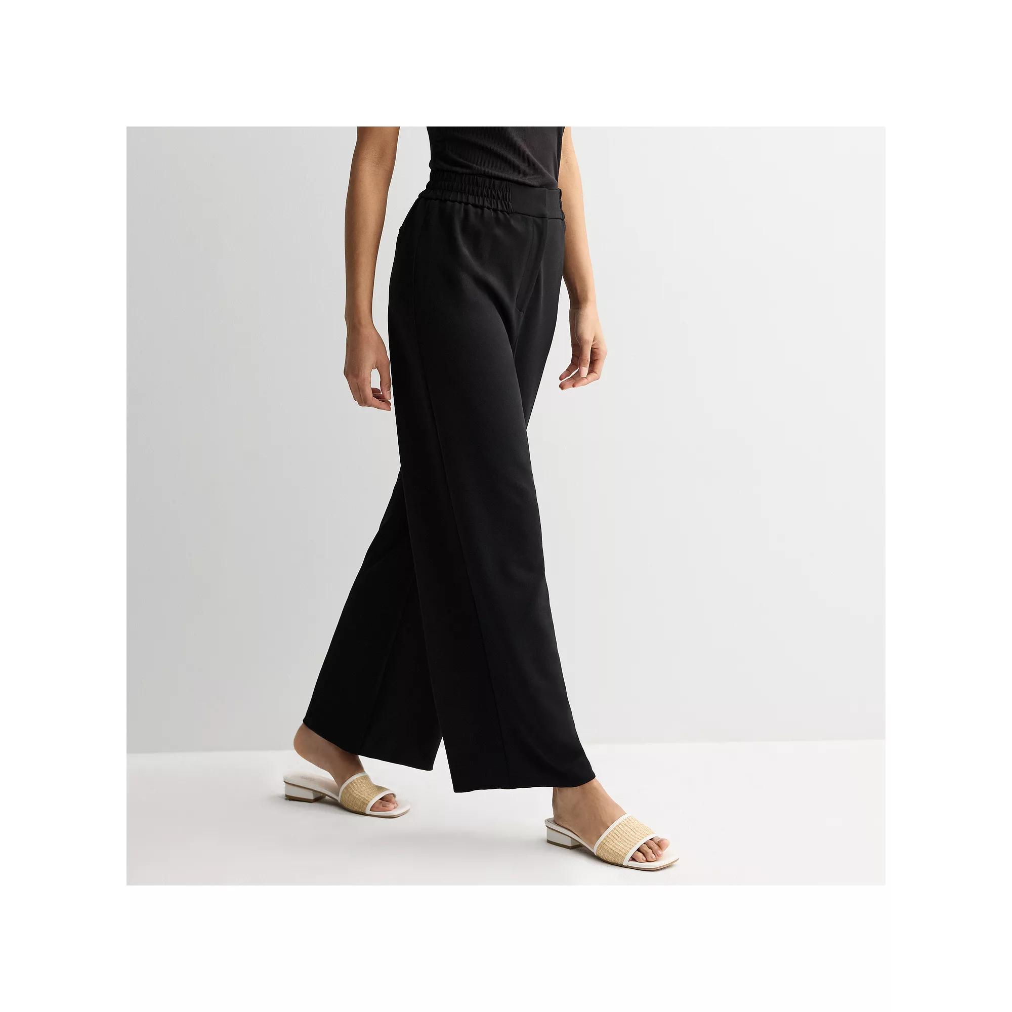Women's Nine West Elastic Waist Straight Leg Pants, Size: Large, Mineral Black Product Image