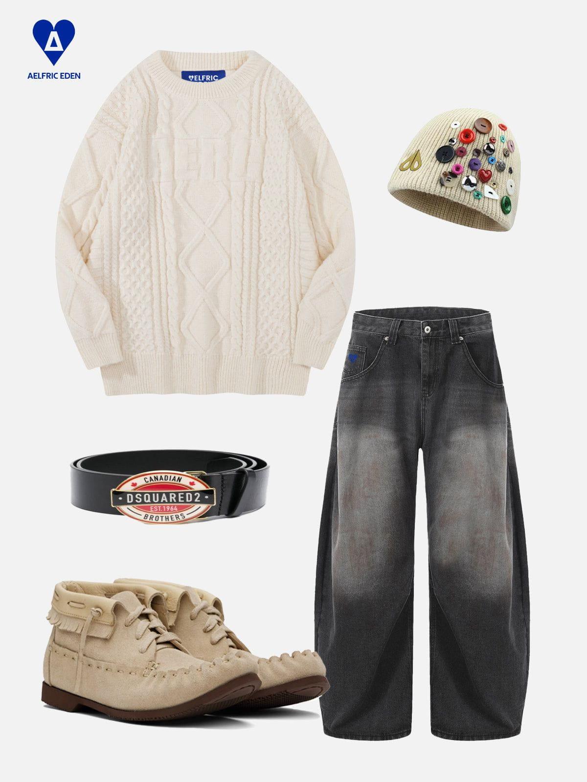 Aelfric Eden Solid Cable Stitch Sweater Product Image