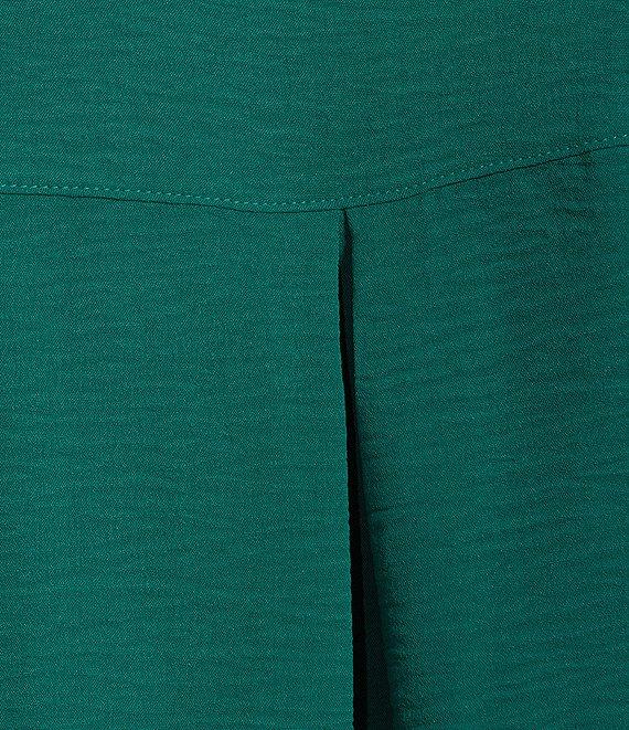 Slim Factor by Investments Plus Size Nicole Point Collar Y-Neck 3/4 Tie Sleeve Button Front Top Product Image