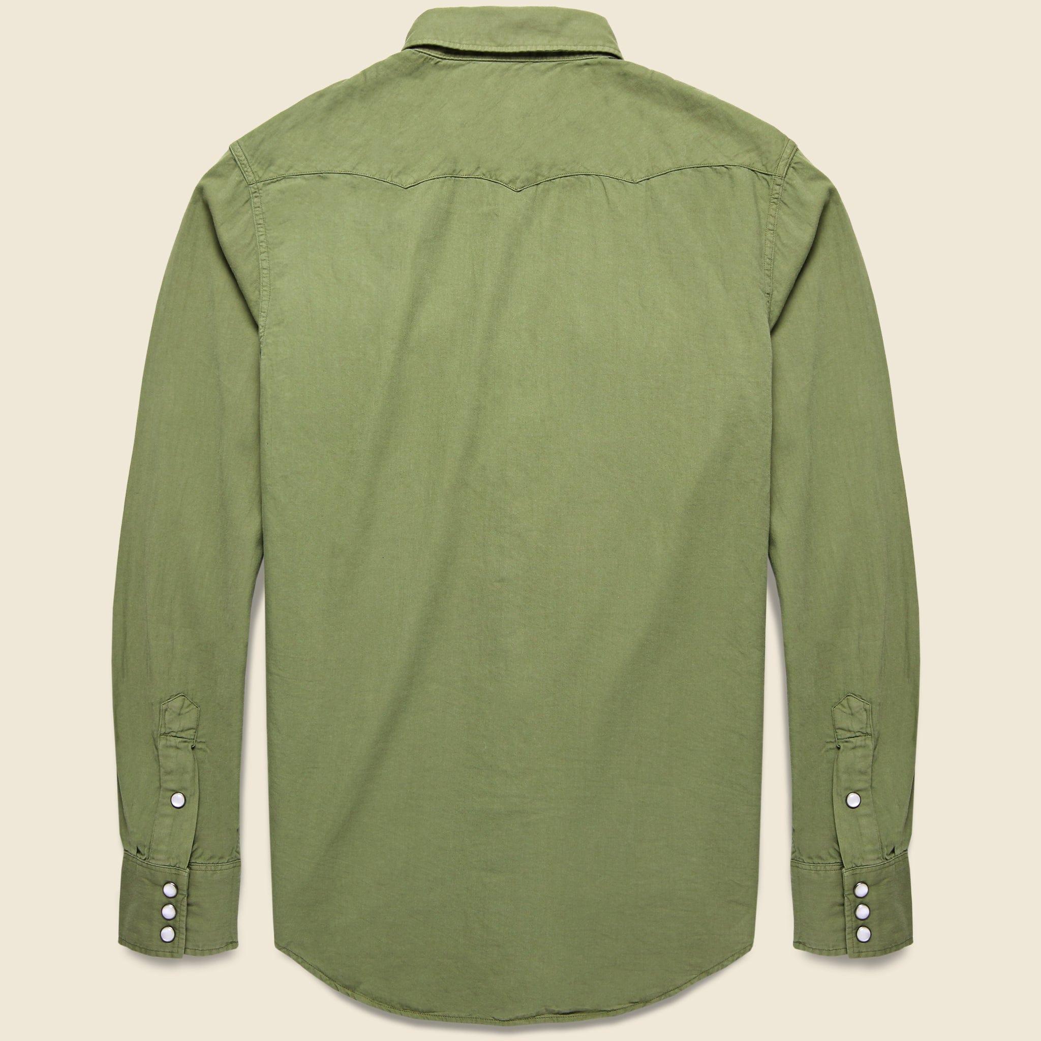 Slim Fit Twill Western Shirt - Olive Drab Product Image