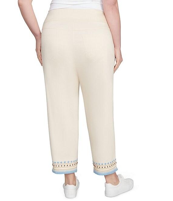 Ruby Rd. Plus Size Embroidered Beaded Hem Pull-On Ankle Pants Product Image