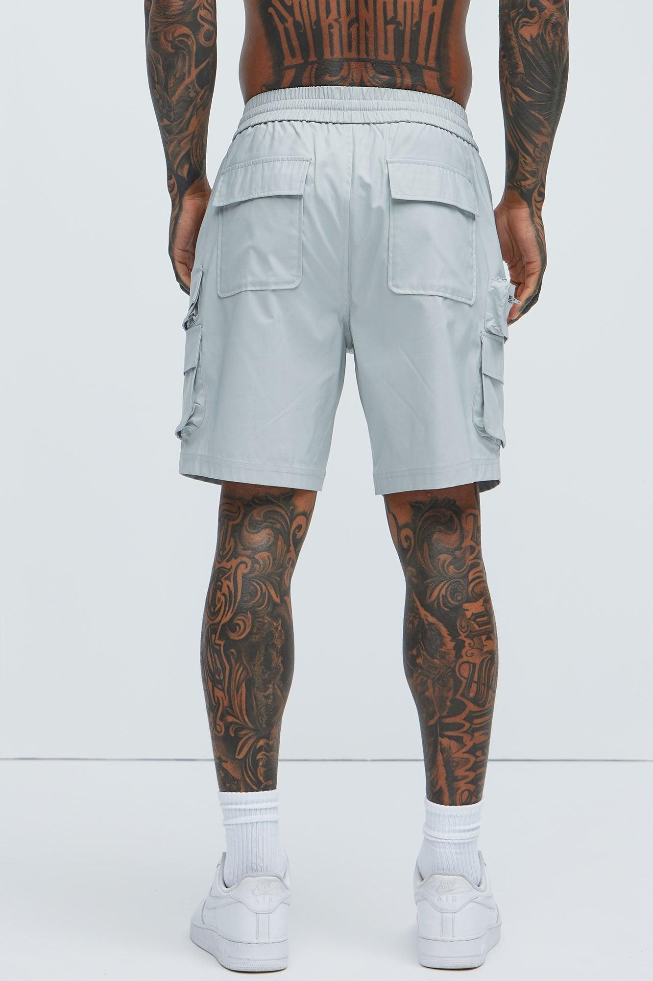 Catch Up Nylon Cargo Shorts - Grey Product Image
