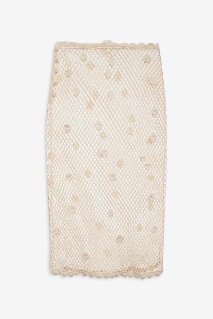 Betty Bouquet Knit Midi Skirt — Cream Product Image