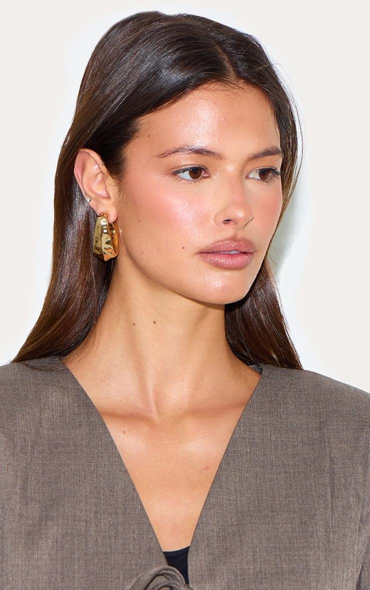 Gold Oversized Abstract Hoop Statement Earrings Product Image