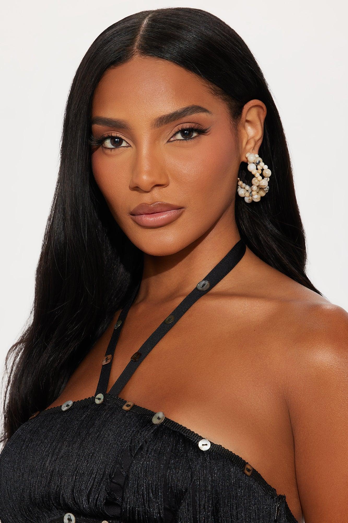 Sea Romance Statement Hoop Earrings - Ivory Female Product Image