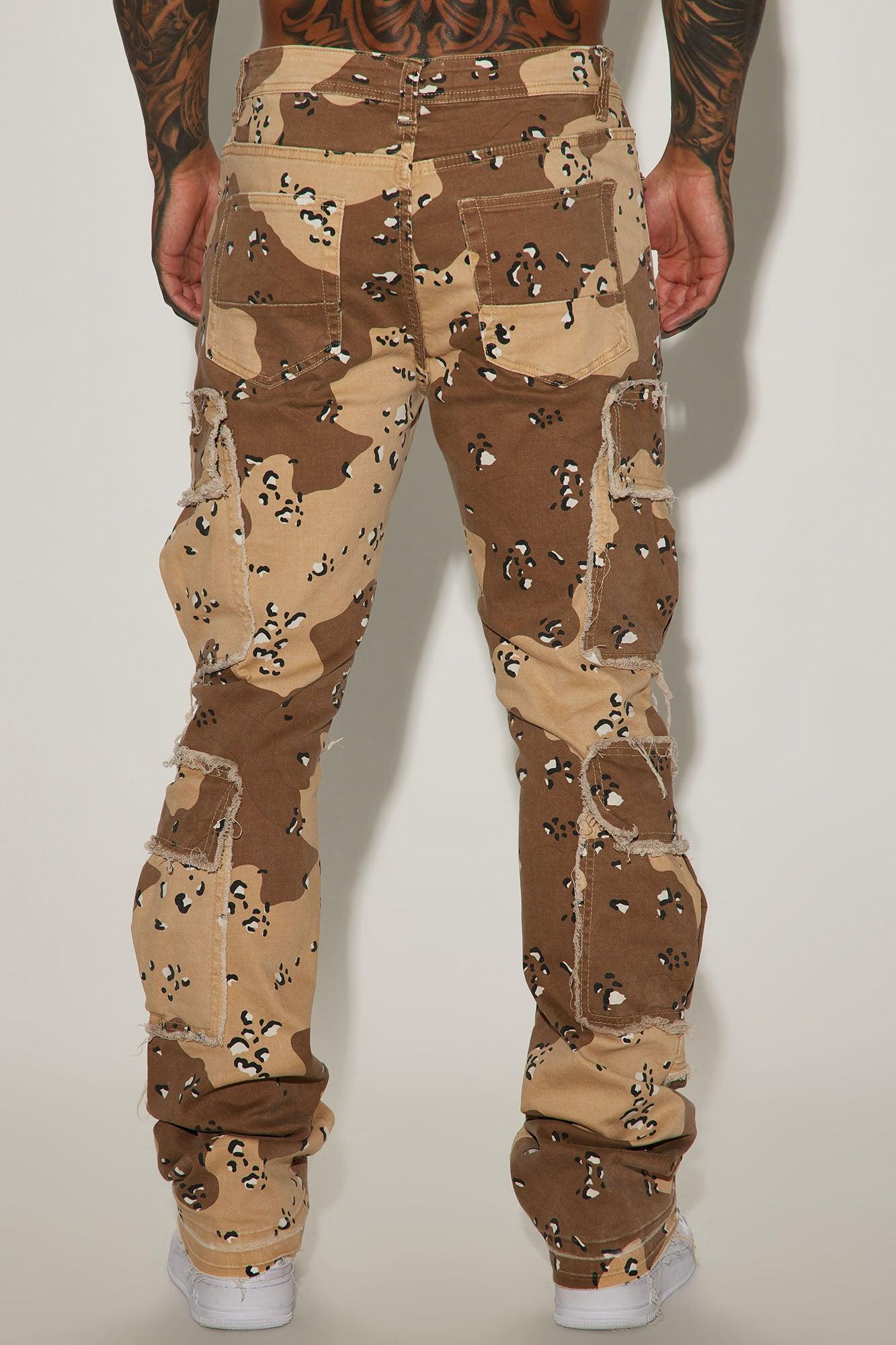 Shout Out Fray Stacked Skinny Flare Pants - Brown/combo Product Image