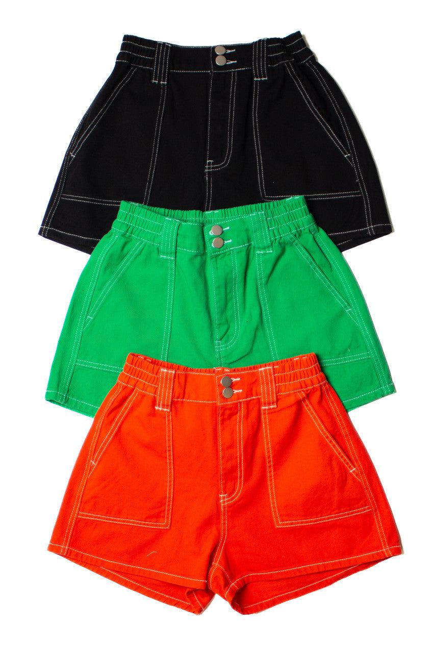 Orange Contrast Seam Carpenter Shorts Product Image