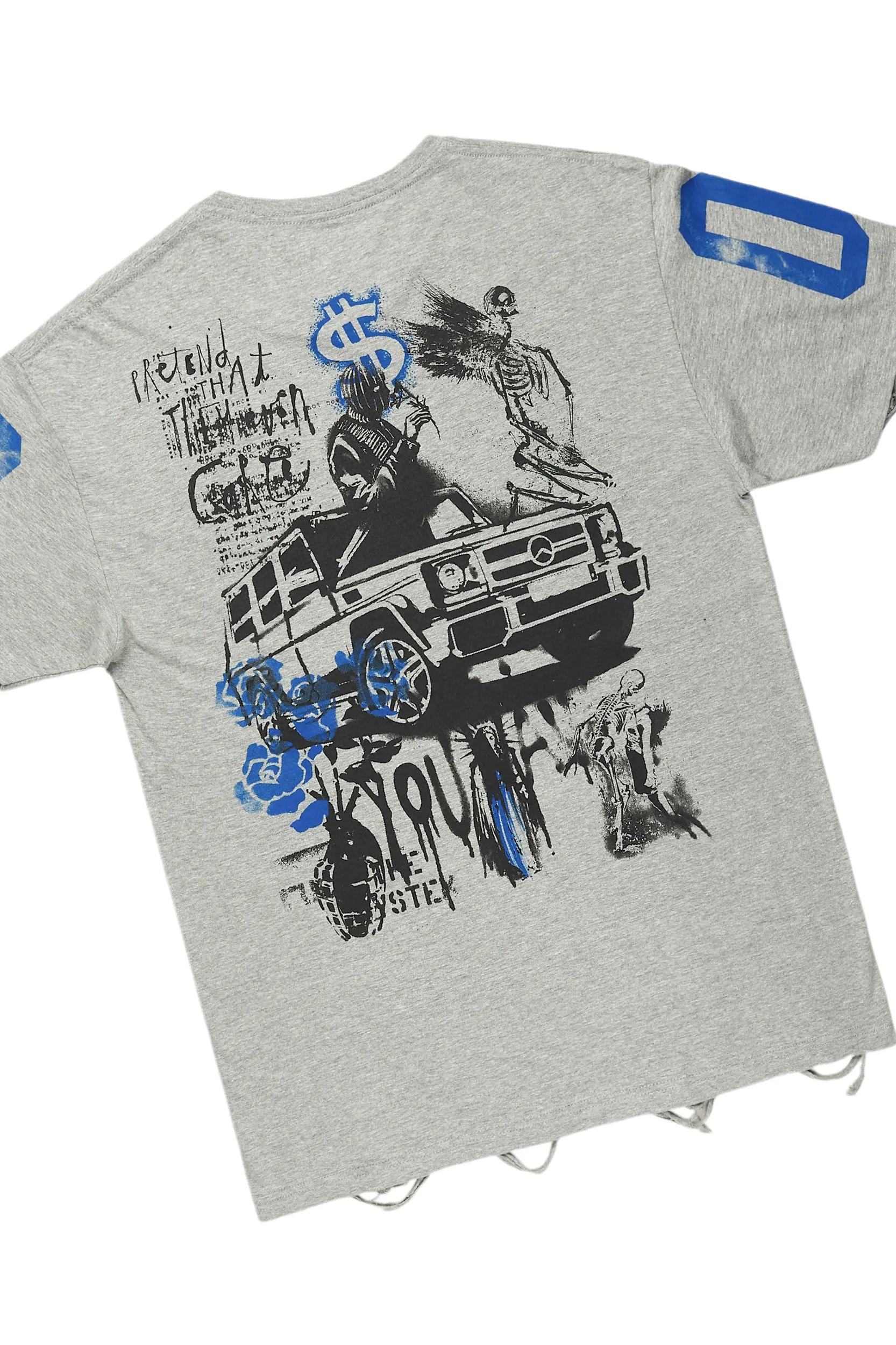 Grill Grey T-Shirt/Stacked Flare Jean Set Male Product Image