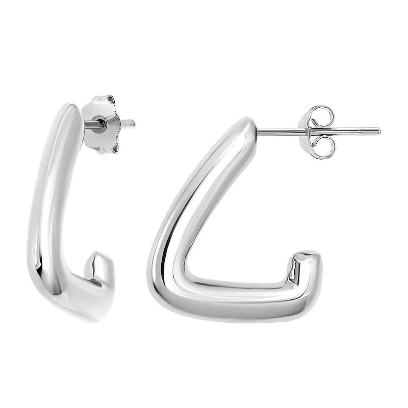 Aleure Precioso Geometric Shaped Half Hoop Earrings, Women's, Sterling Product Image