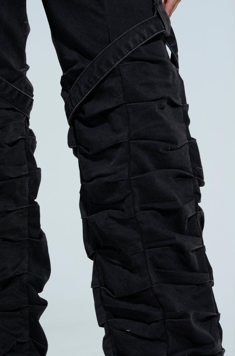 GOING CRAZY BLACK DENIM PANT WITH BUCKLE Product Image