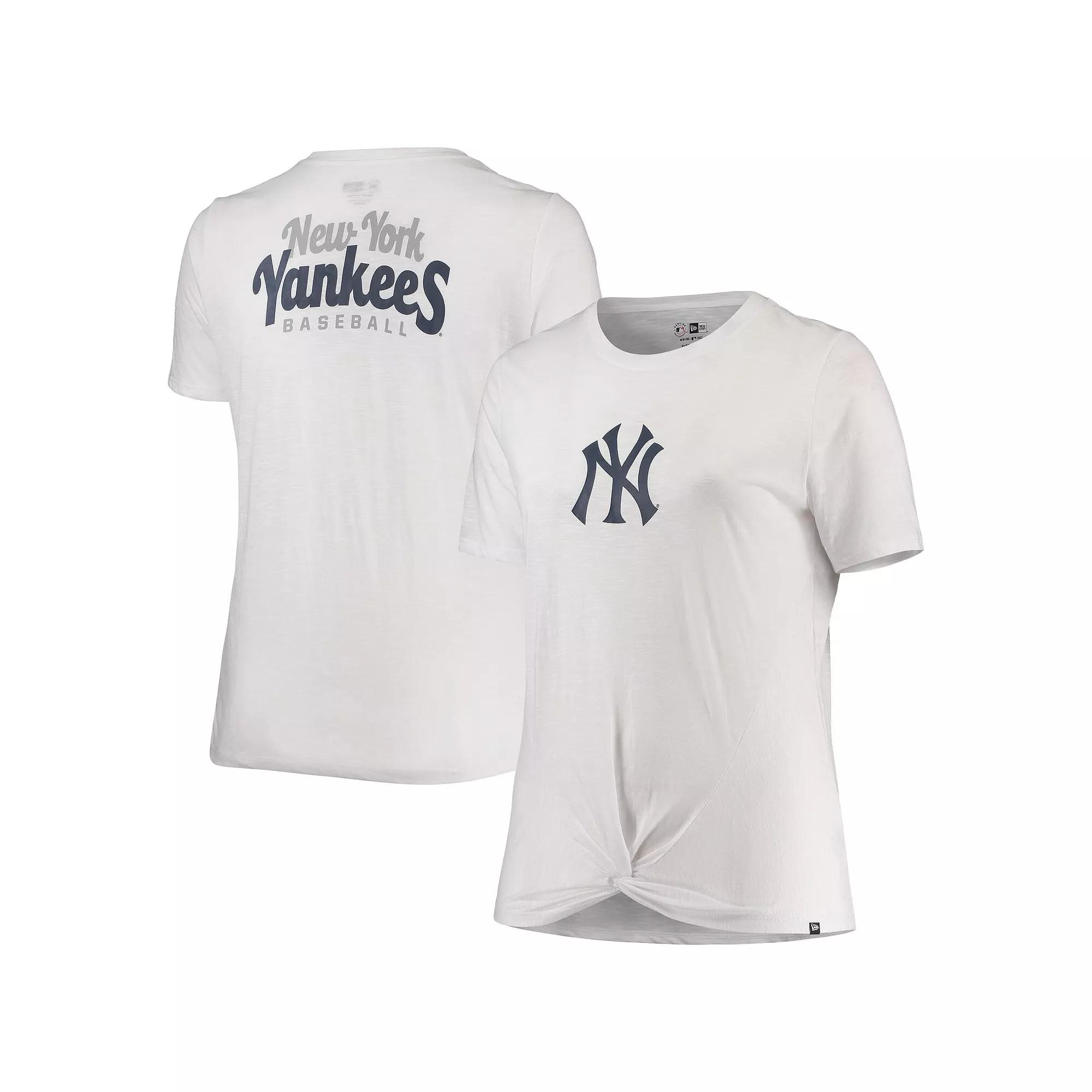 Women's New Era White New York Yankees Plus Size 2-Hit Front Knot T-Shirt, Size: 4XL Product Image