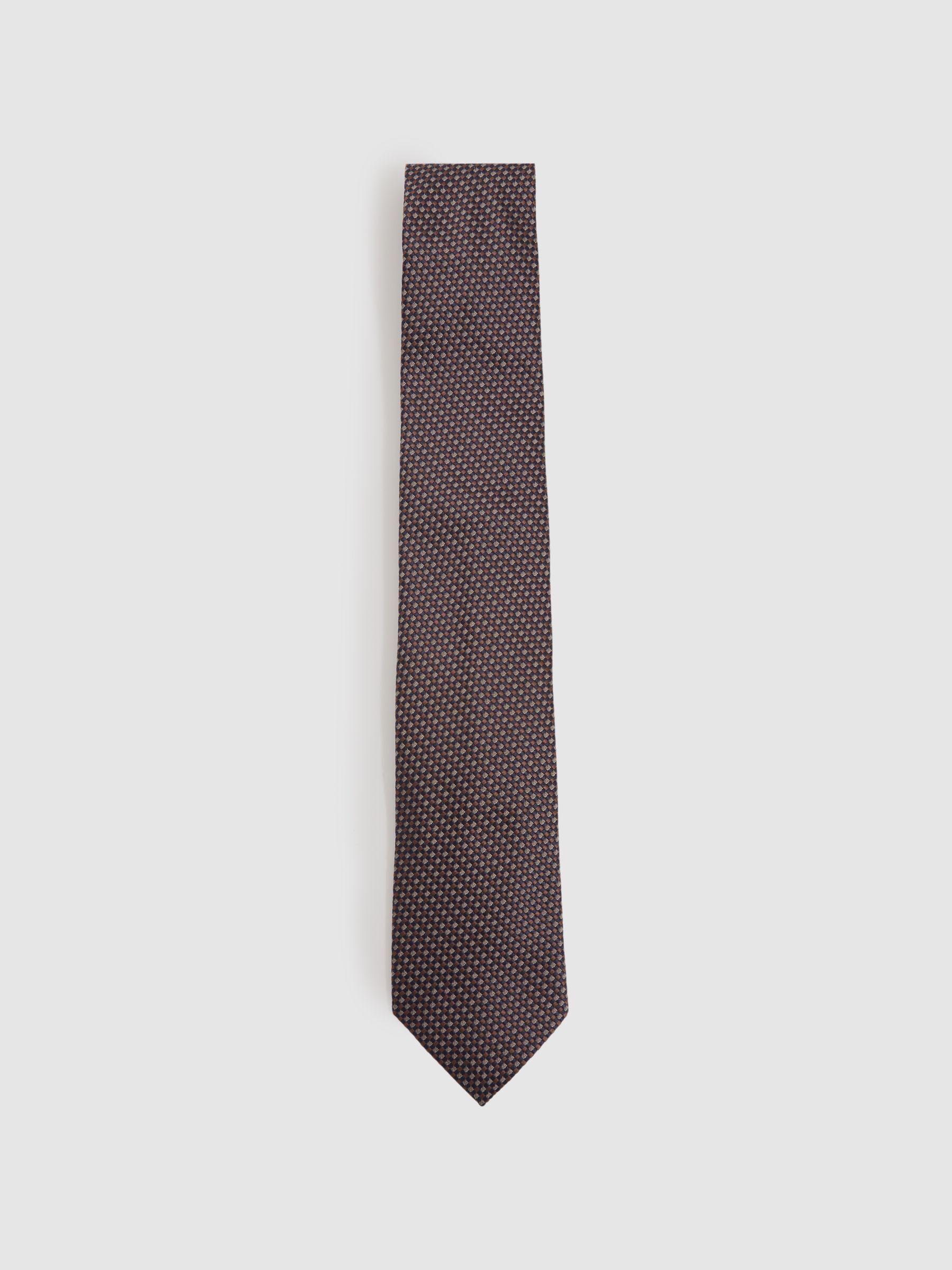Silk Blend Textured Weave Tie in Dark Brown Product Image
