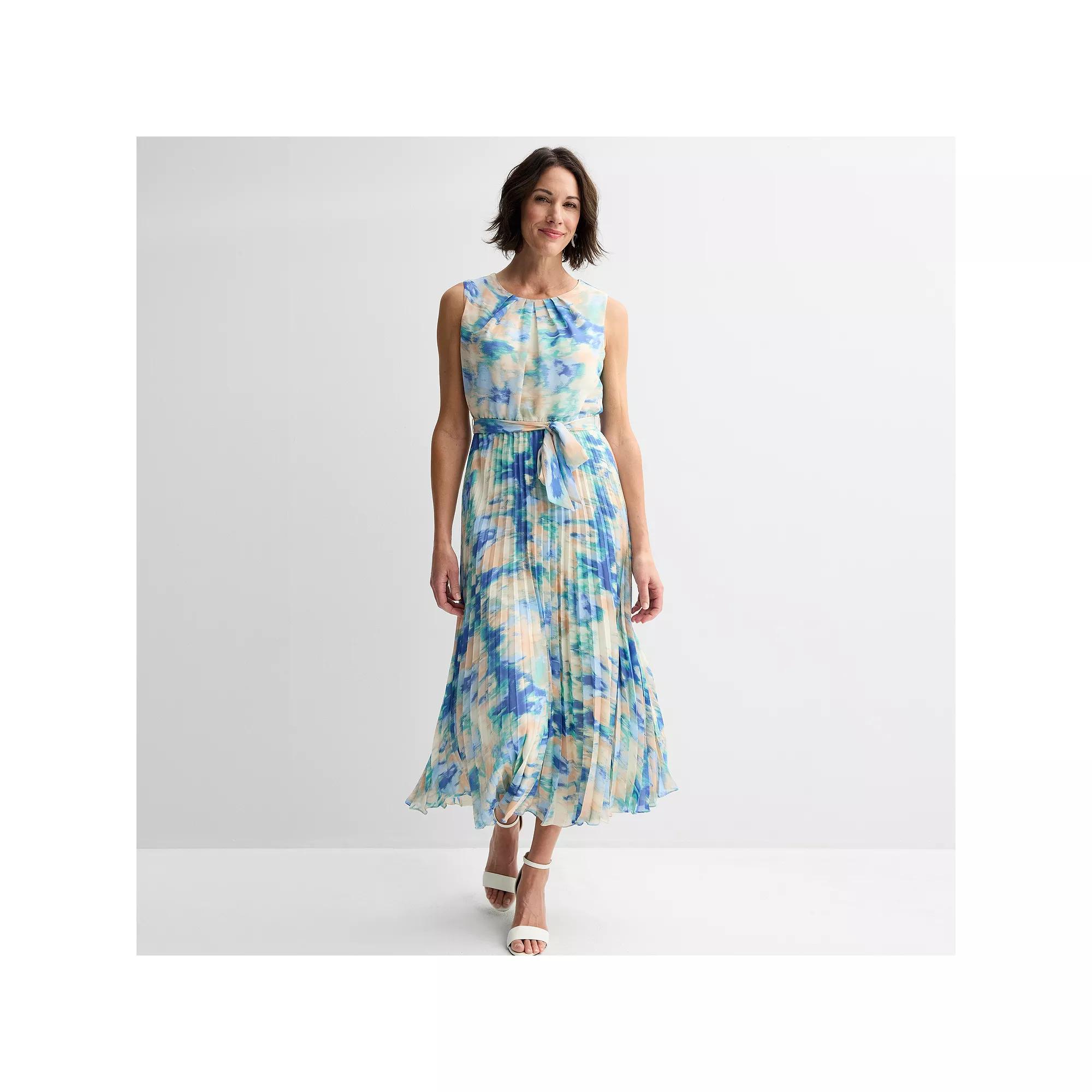 Women's Sandra Darren Sleeveless Chiffon Midi Dress, Size: 6, Blue Watercolor Product Image