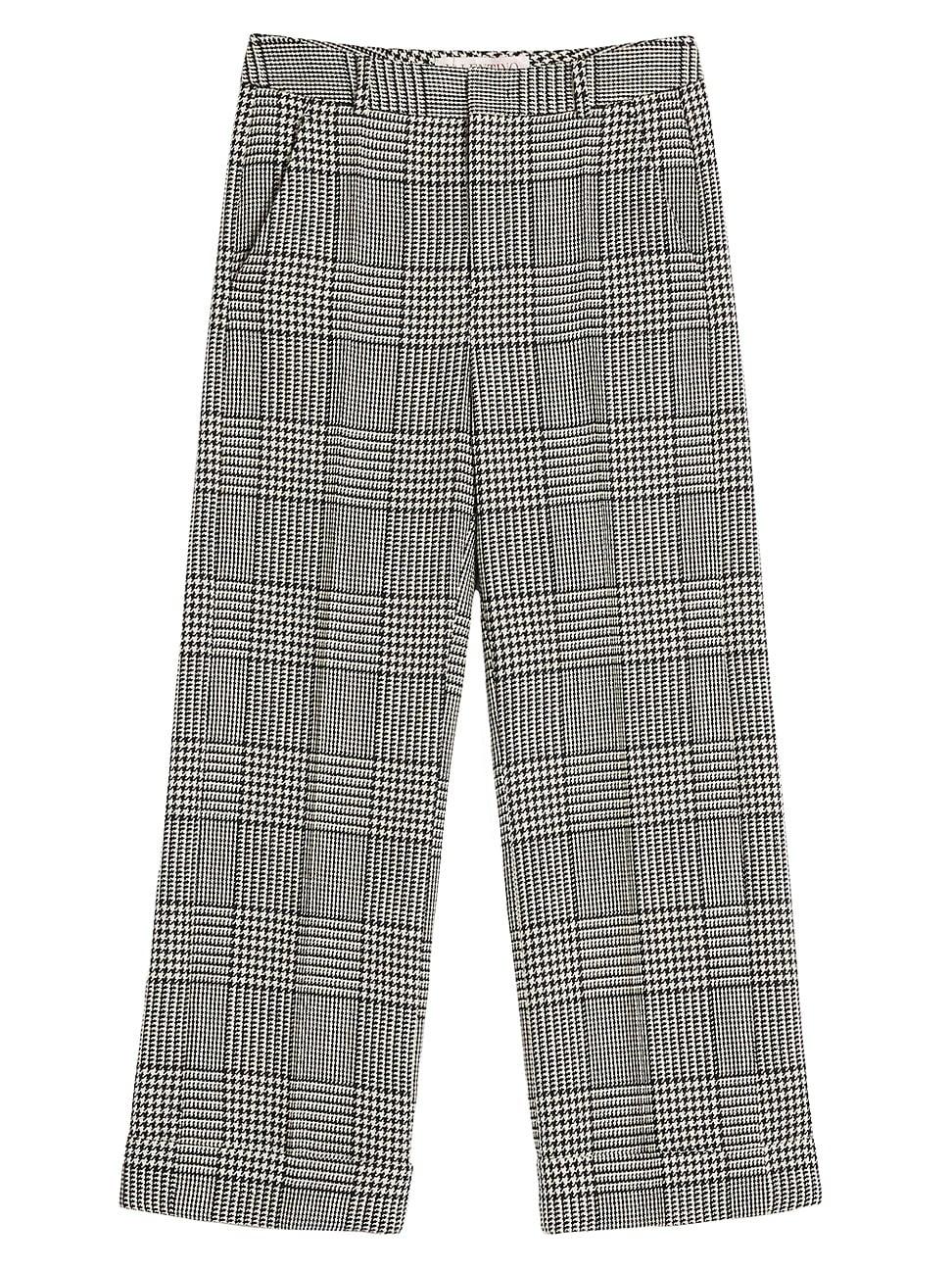Mens Wool Pants with Turn-Ups with Check Pattern on Houndstooth Product Image