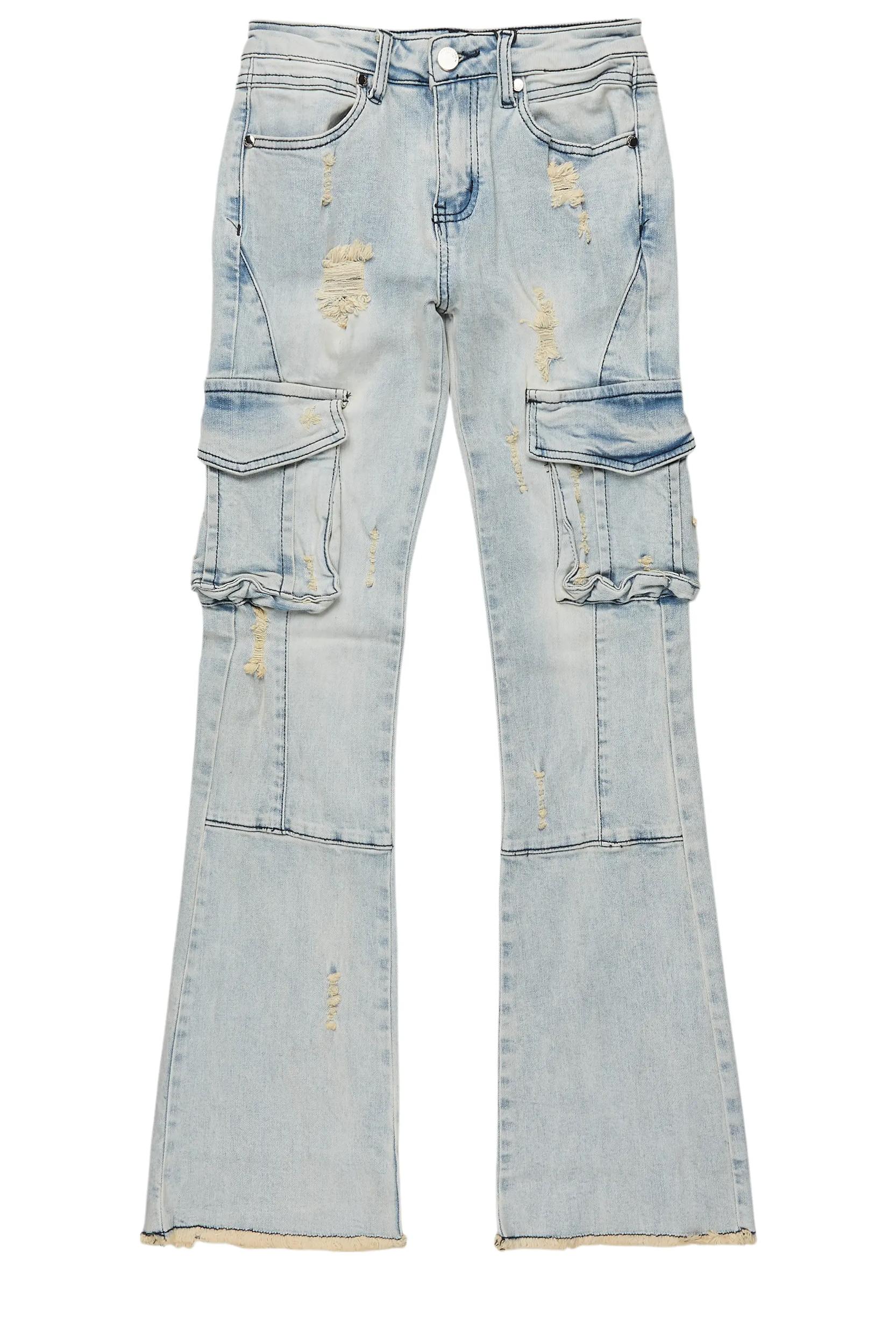 Boys Adalee Blue Stacked Flare Jean Boys Product Image