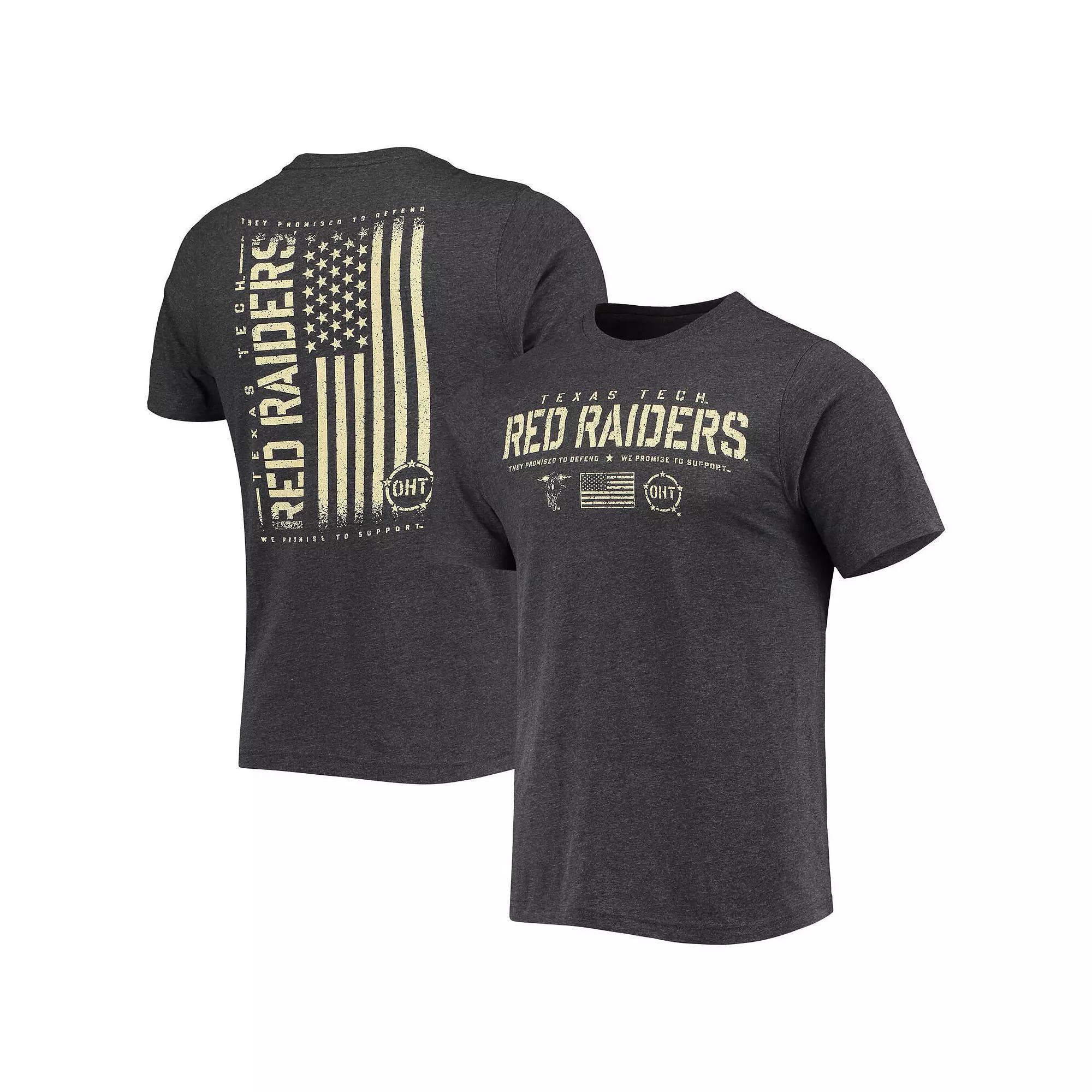 Men's Colosseum Heathered Black Texas Tech Red Raiders OHT Military Appreciation Flag 2.0 T-Shirt, Size: Medium, Charco Product Image