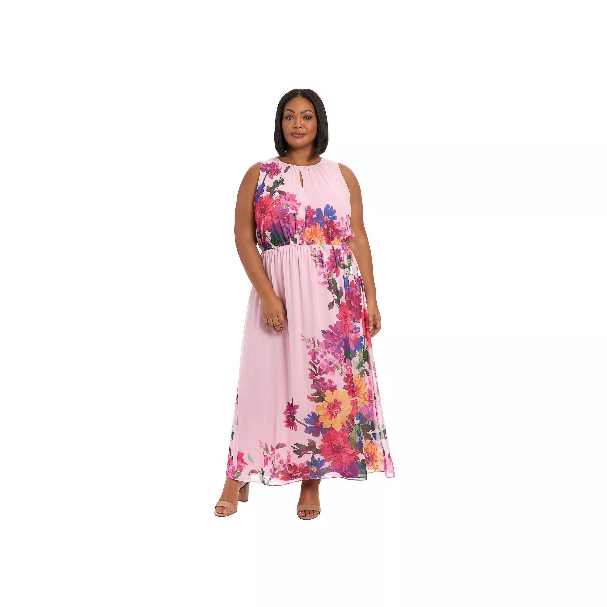 Plus Size London Times Sleeveless Keyhole Maxi Dress, Women's, Size: 2XL, Lilac Pink Product Image