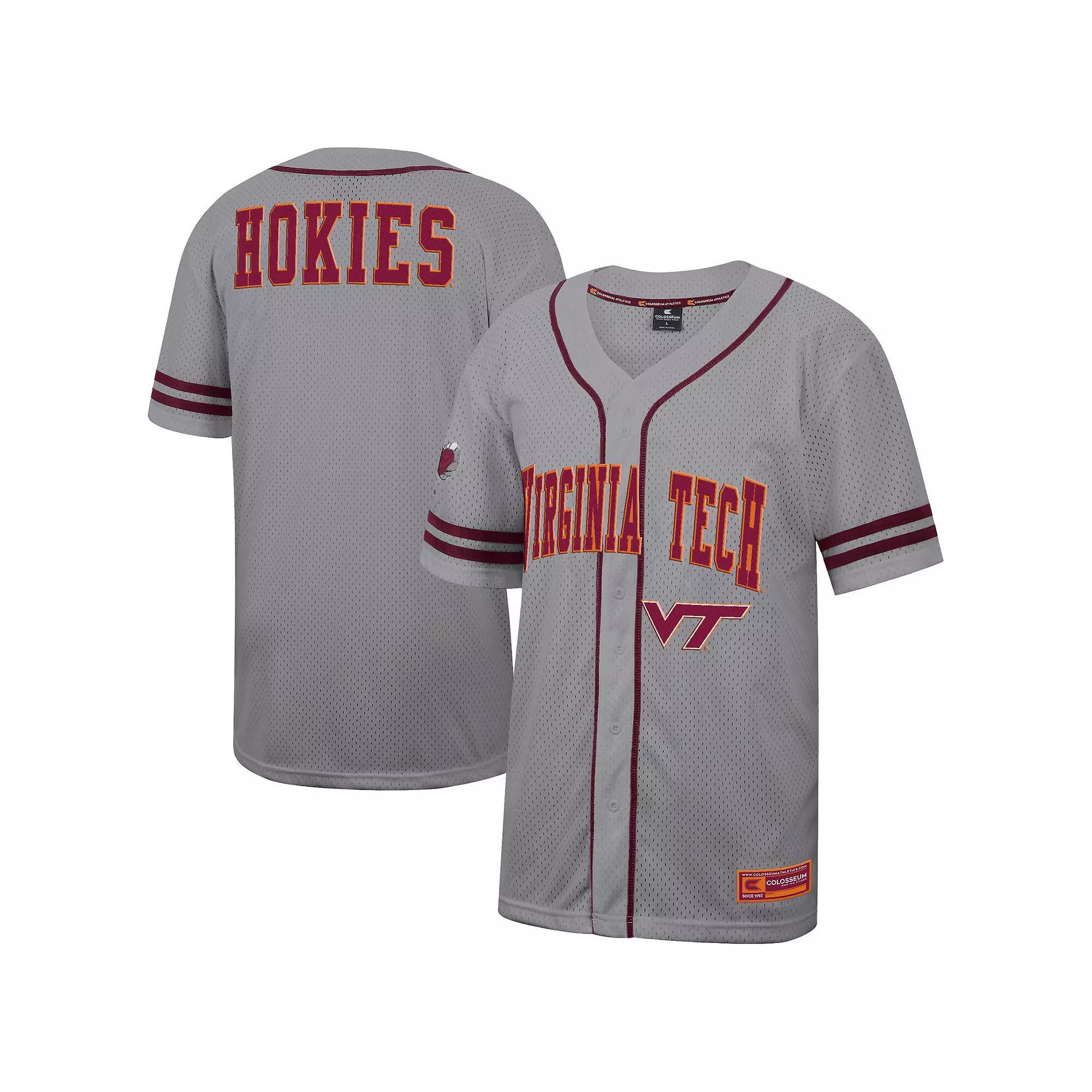 Men's Colosseum Gray Virginia Tech Hokies Free Spirited Baseball Jersey,  Product Image