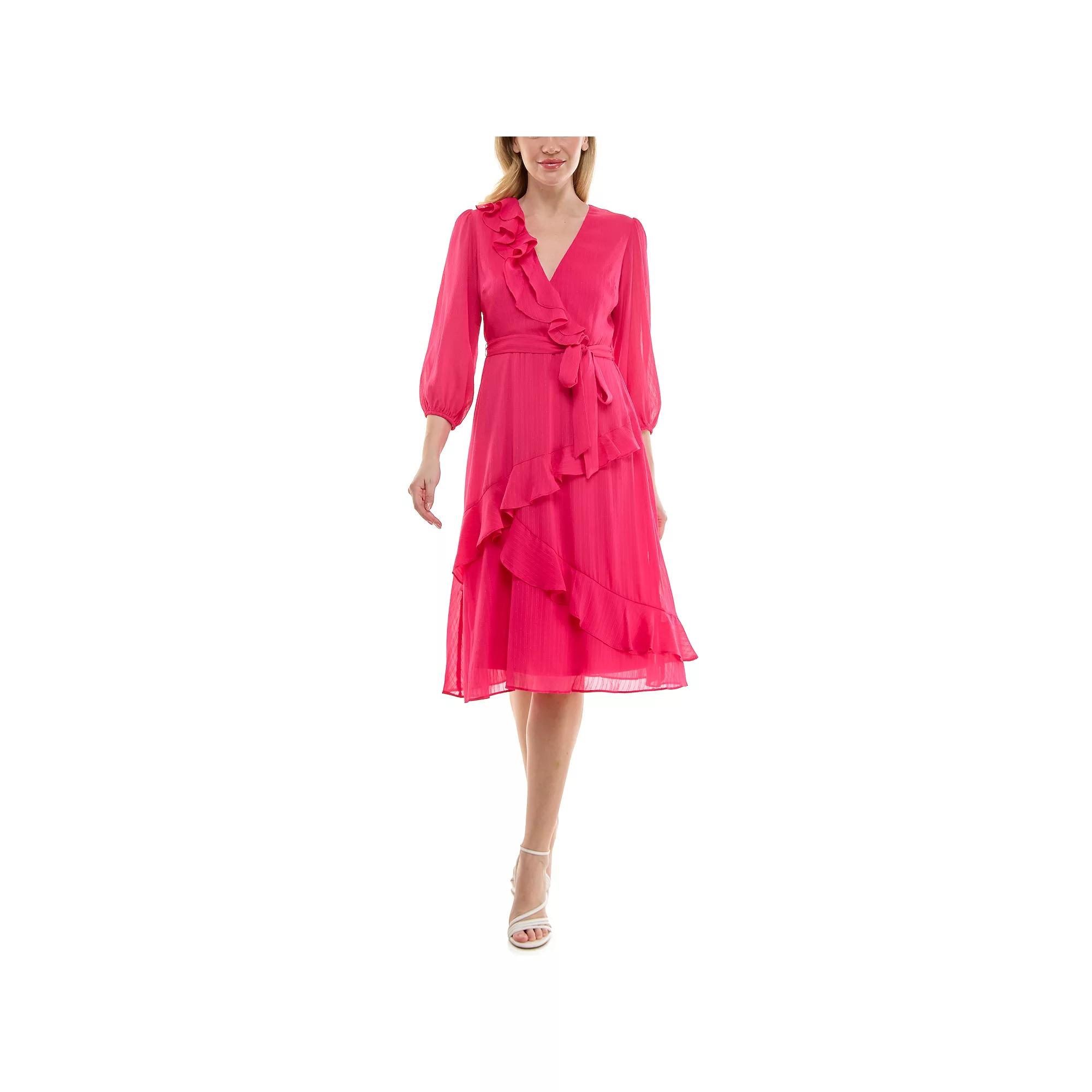 Women's Maison Tara Asymmetrical Ruffle Midi Dress,  Product Image