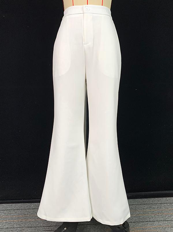 High Waisted Loose Solid Color Pants Trousers Product Image