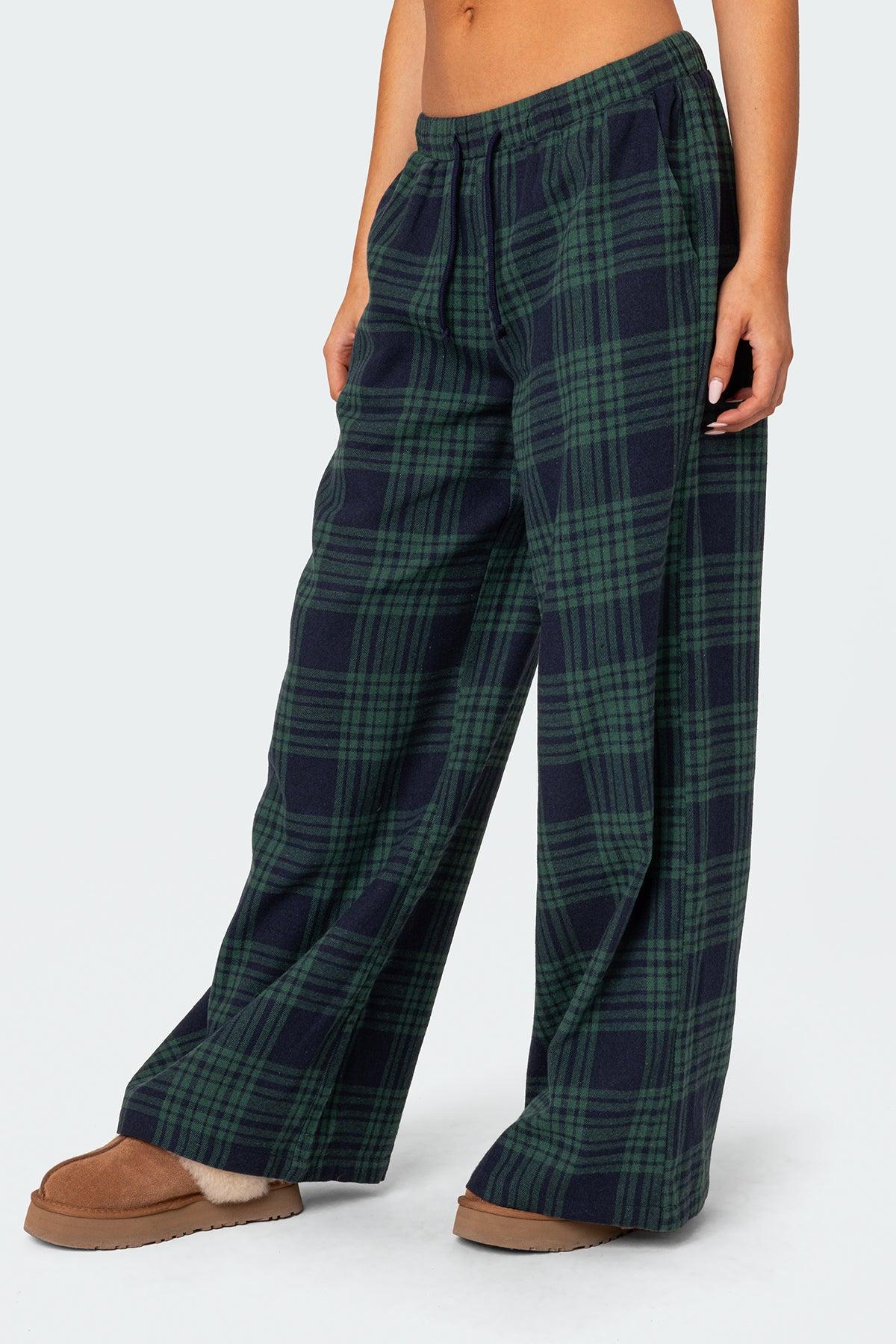 Lounge Around Plaid Wide Leg Pants Product Image
