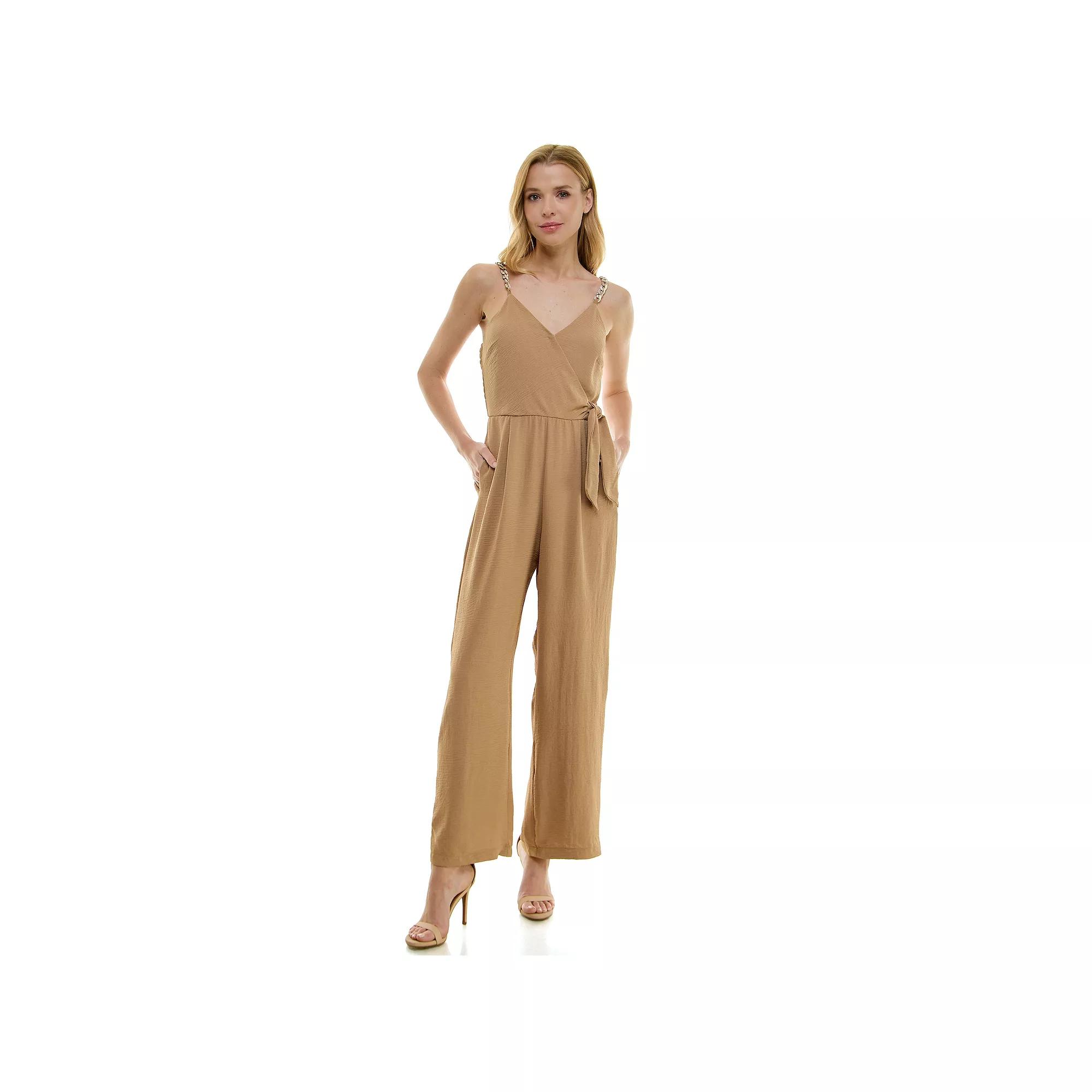 Women's Luxology Faux-Wrap Trim Detail Jumpsuit,  Product Image