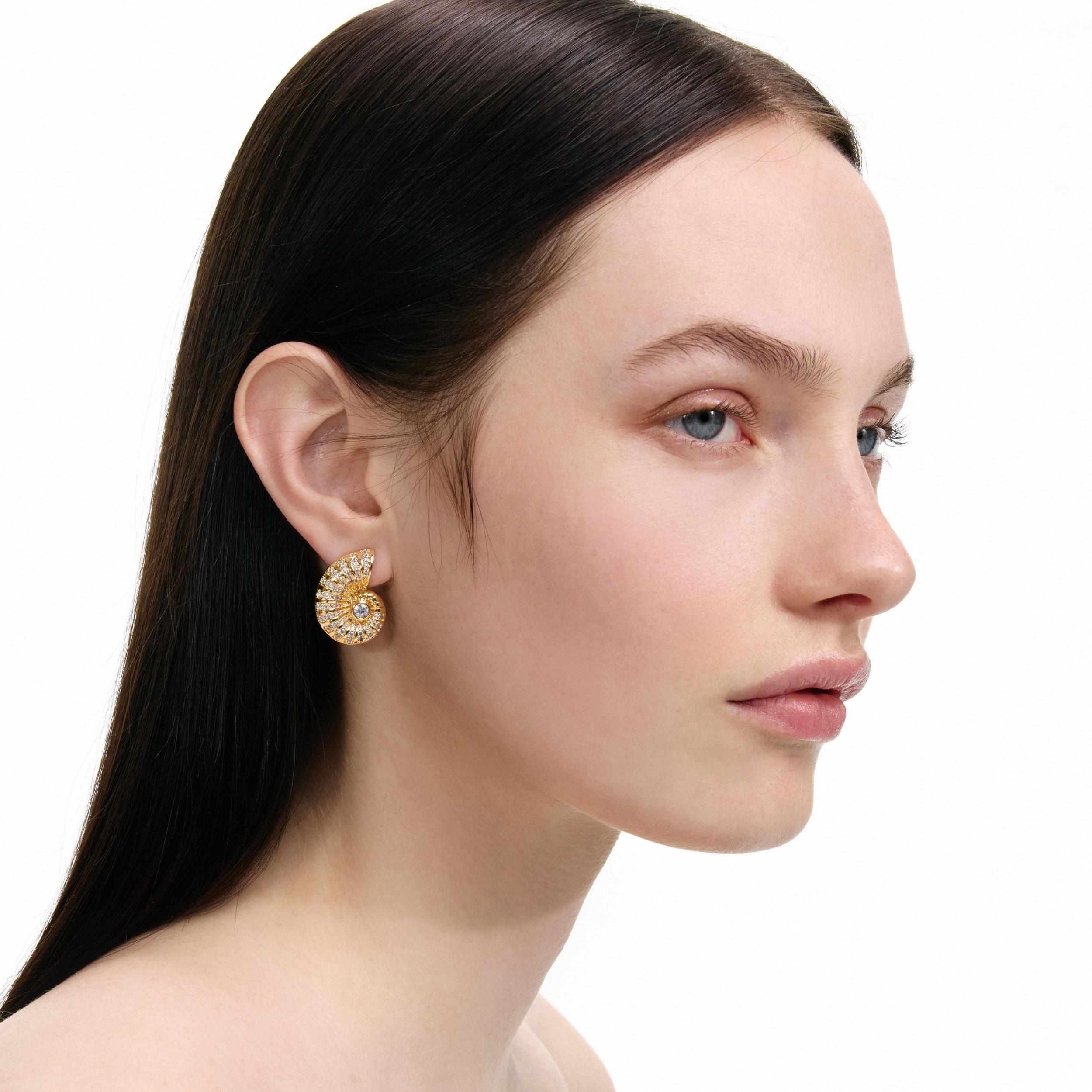 Gold Crystal Shell Earrings Product Image