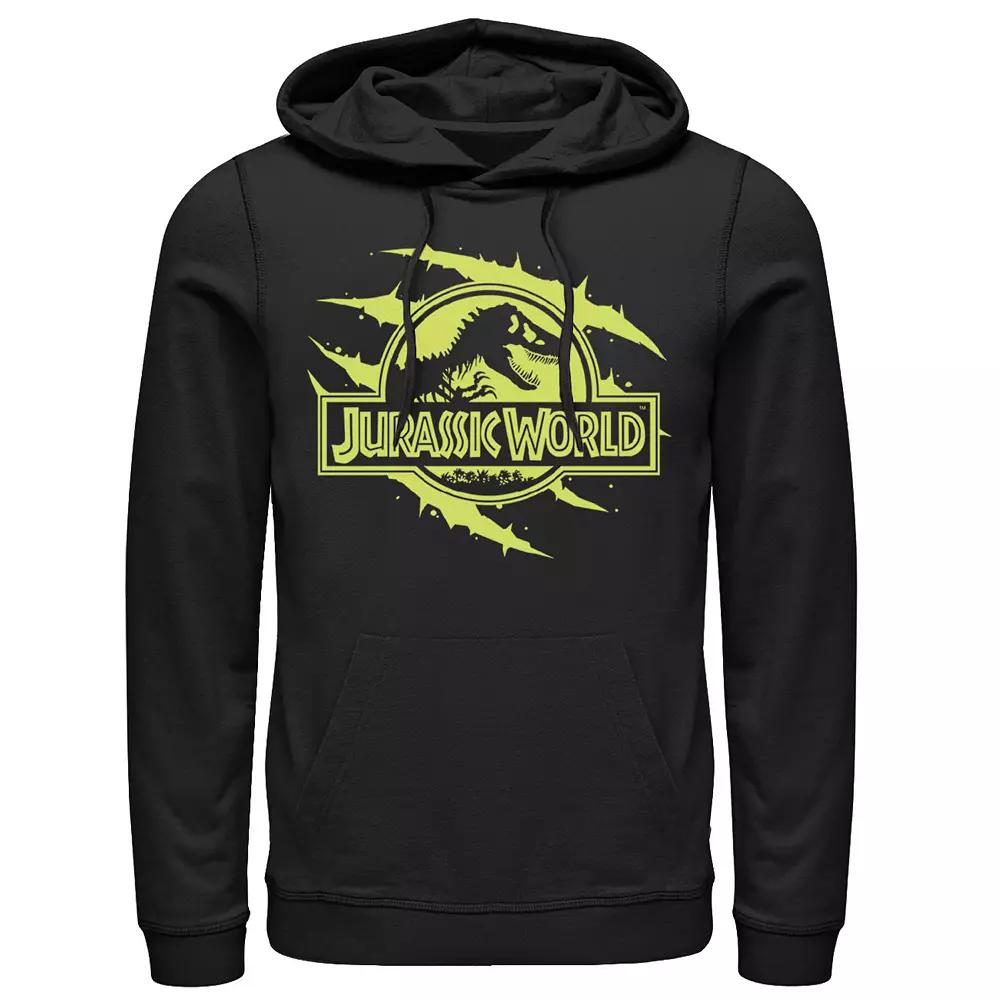 Men's Jurassic World Neon Slash T-Rex Fossil Logo Graphic Pullover Hoodie,  Product Image