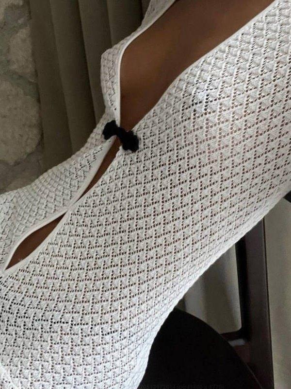 Crochet Long Sleeve Maxi Beach Dress Product Image