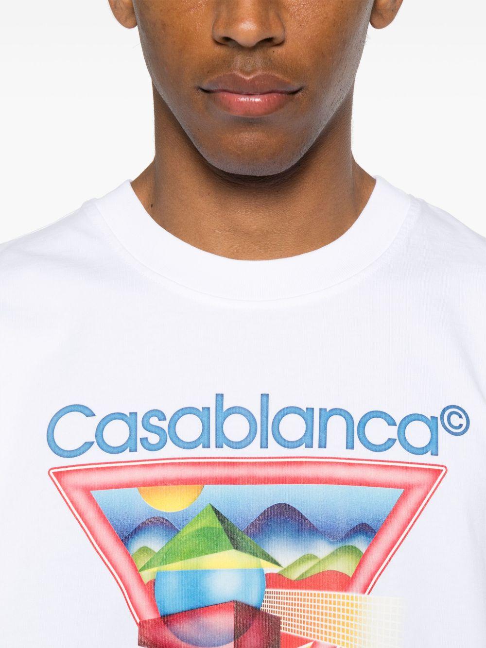 CASABLANCA Cotton Crew Neck T-shirt With Graphic Print In White Product Image