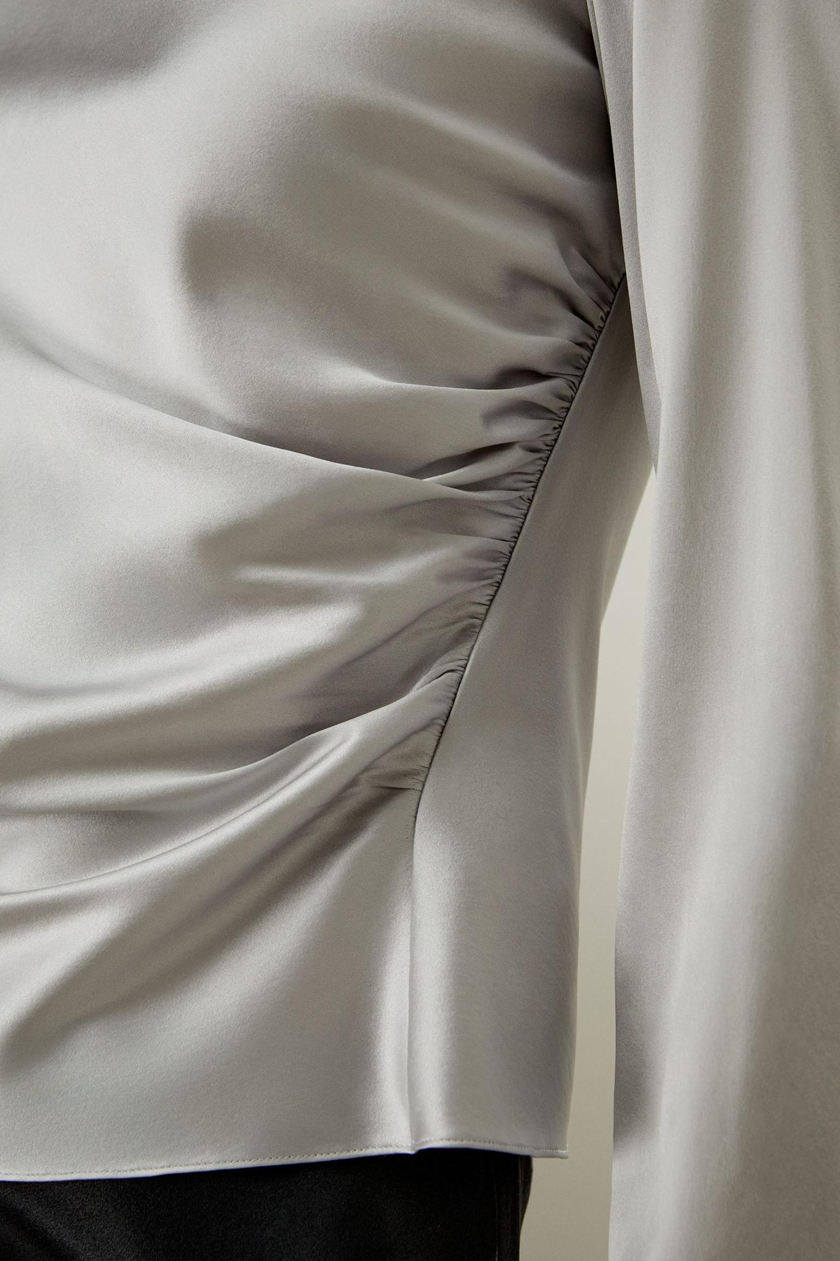 LILYSILK Silk Shirt Women - Silvergray Silk - Casual Asymmetrical Hem Shirt 6 Product Image