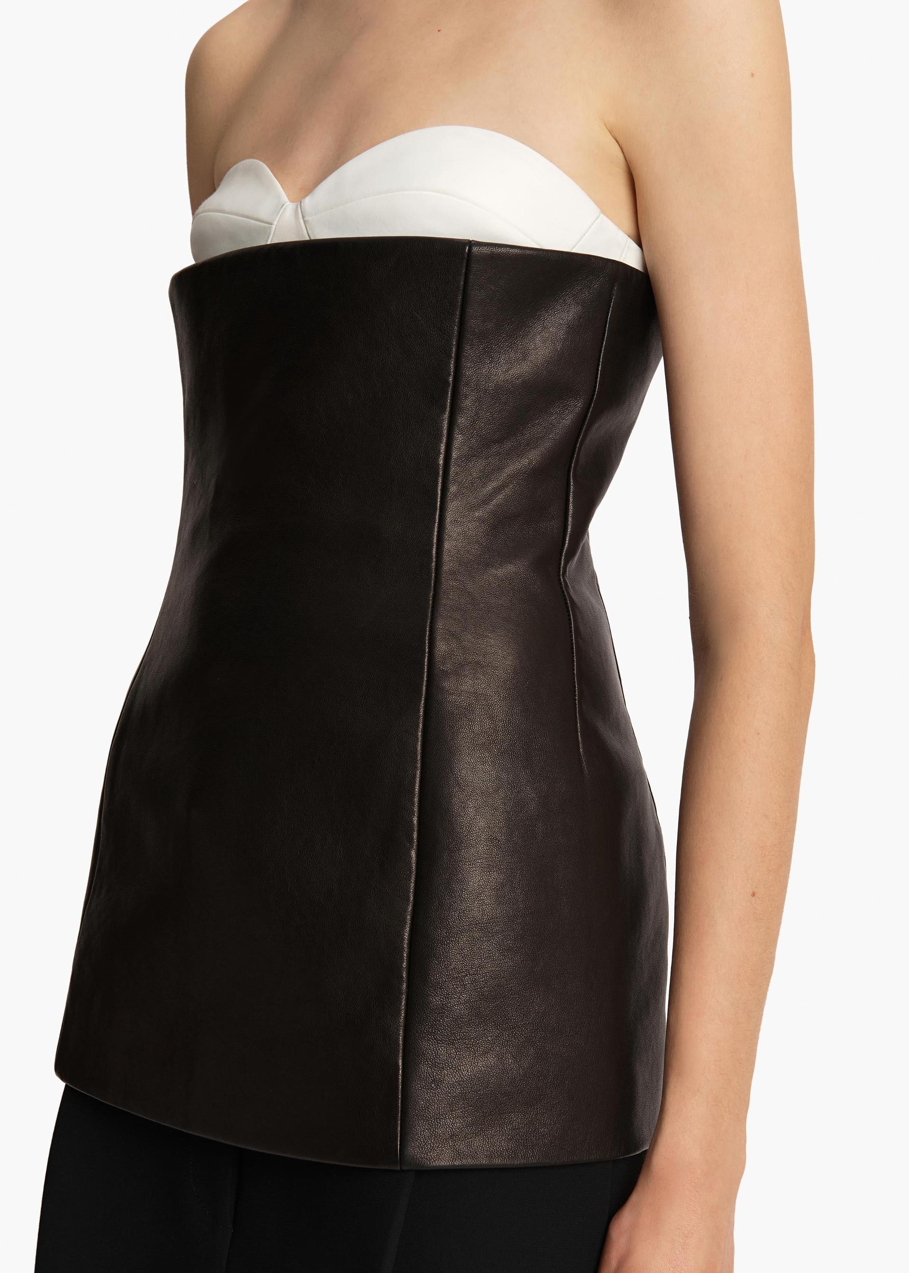 Ayla Top in Black Leather Product Image