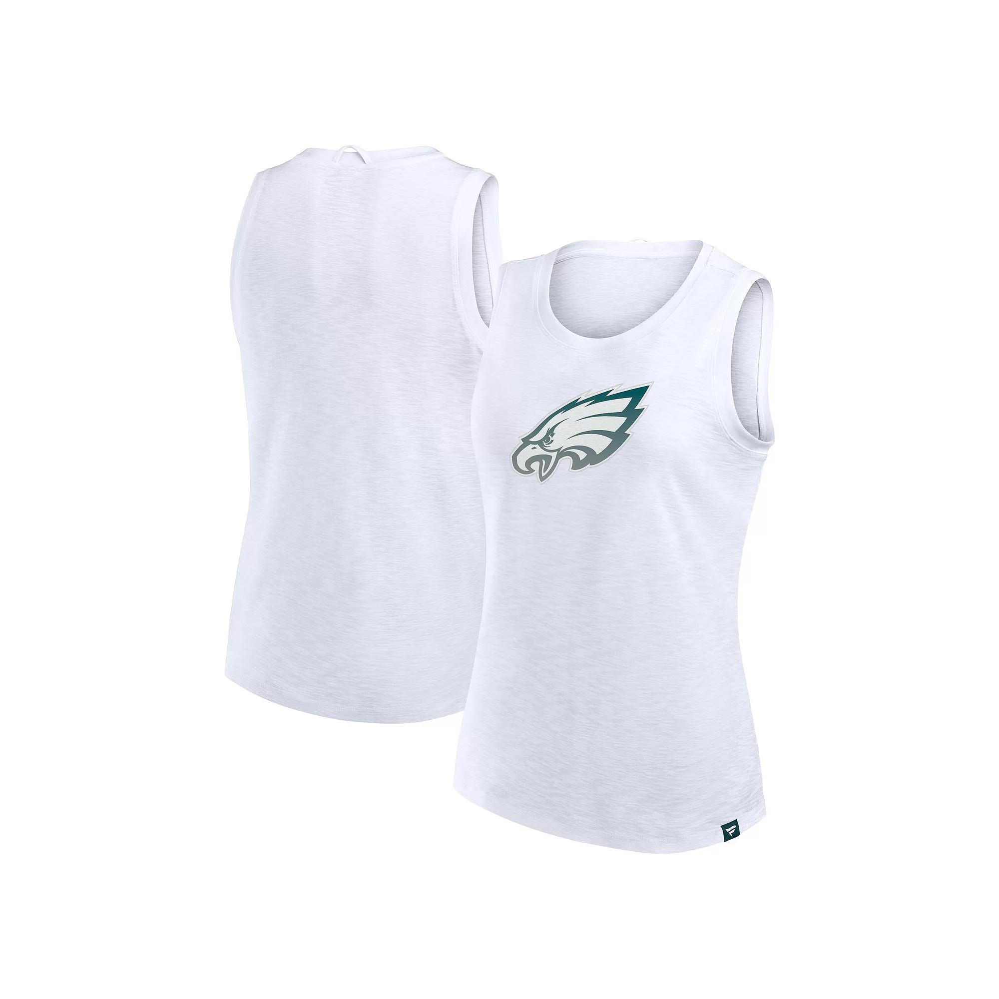 Women's Fanatics  White Philadelphia Eagles Slub Tank Top, Size: Medium Product Image