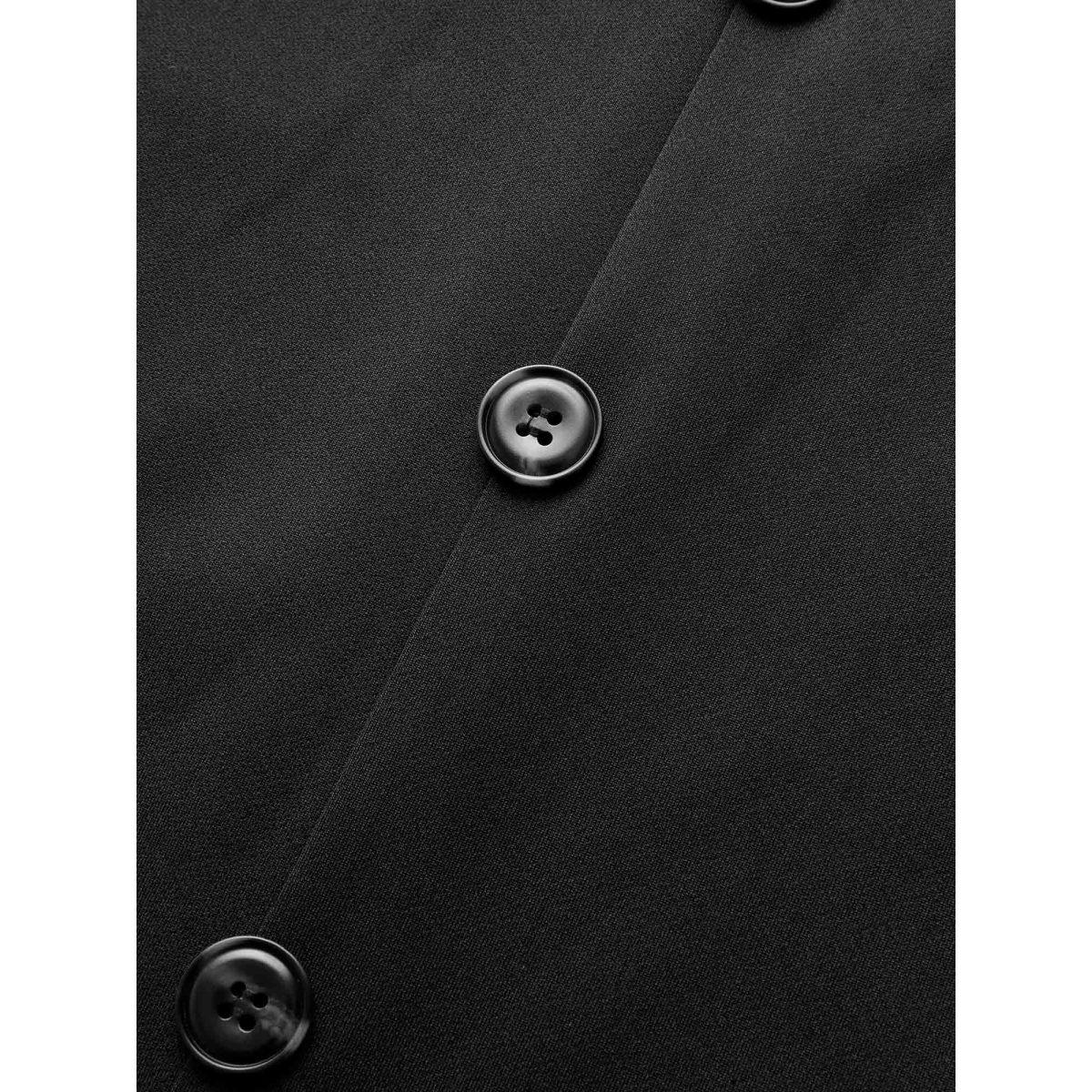 Plus Size Round Neck Button Detail Split Hem Dress Black Women At the Office Button Round Neck Short sleeve Curvy BloomChic 12/L Product Image