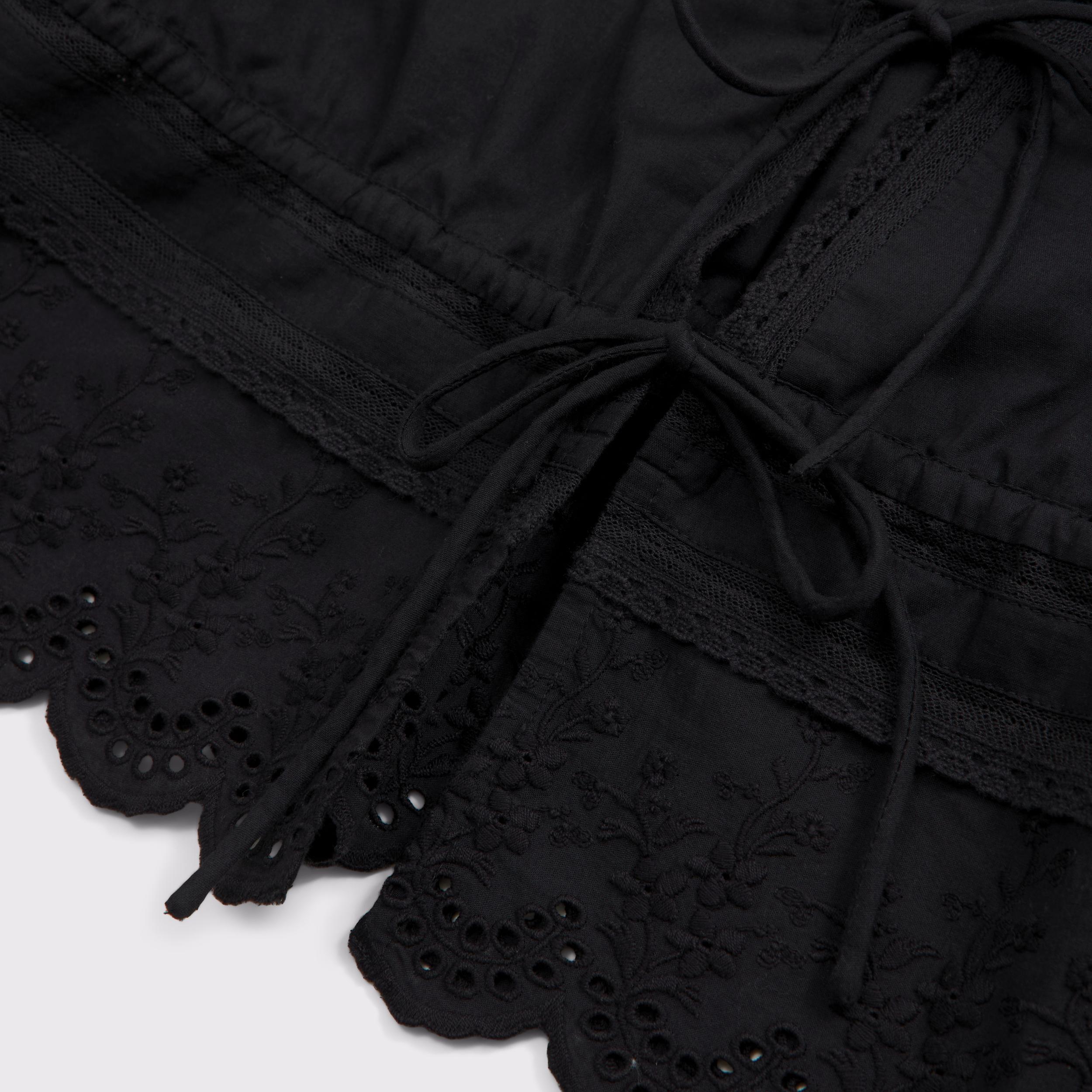 Long-Sleeve Lace Tie-Front Top Product Image