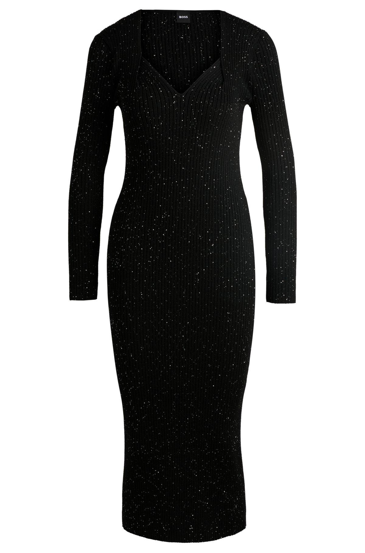 Long-sleeved knitted dress with sequin embellishments Product Image