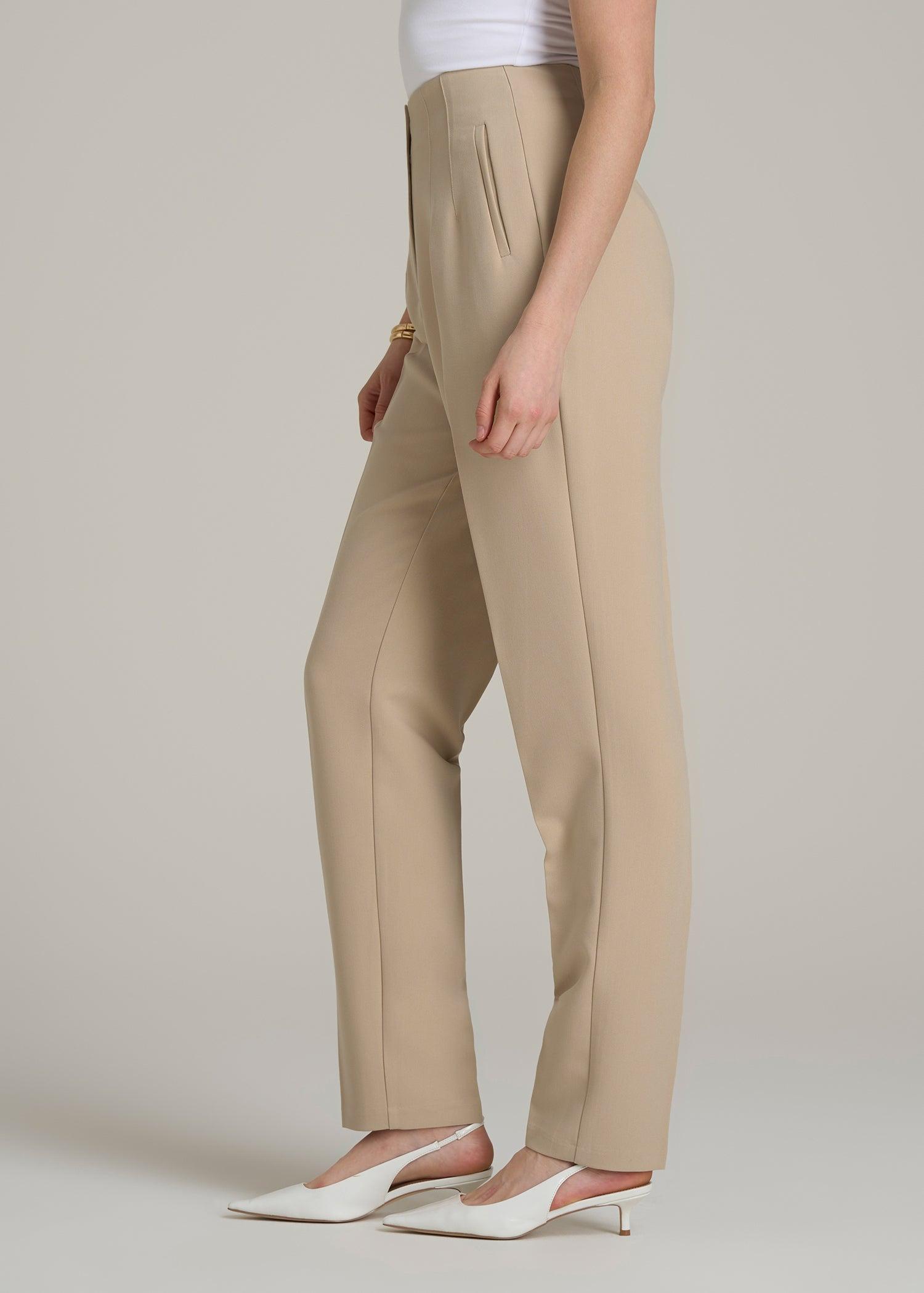 High Rise Pants with Darts for Tall Women in Light Camel Female Product Image