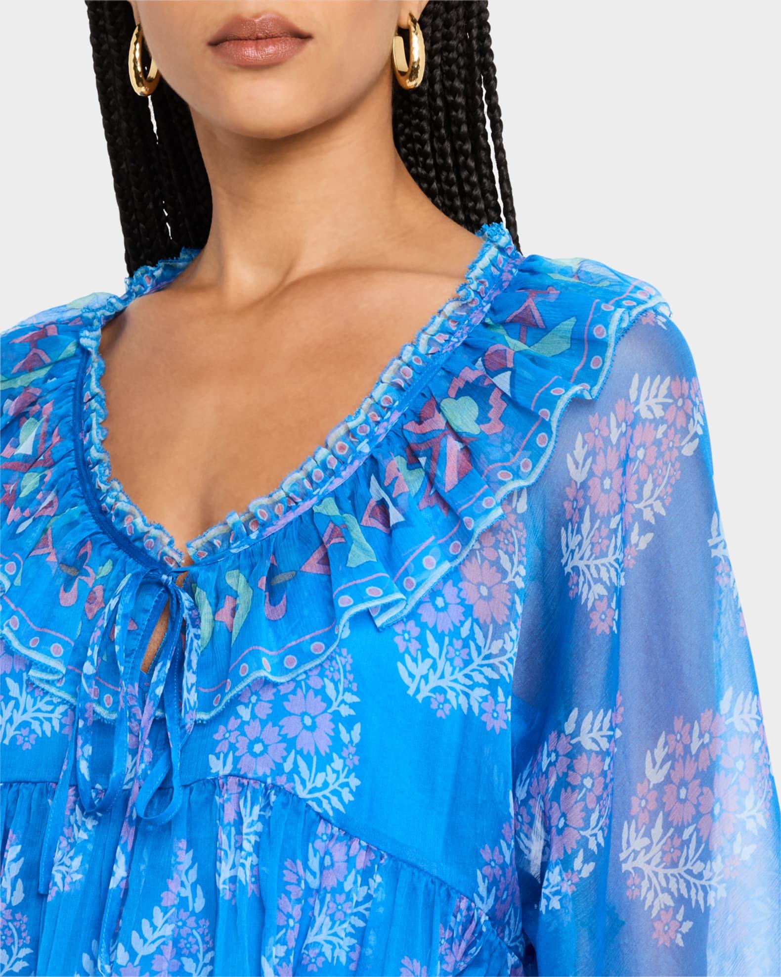 Gal Ruffle Floral-Print Chiffon Blouse Product Image