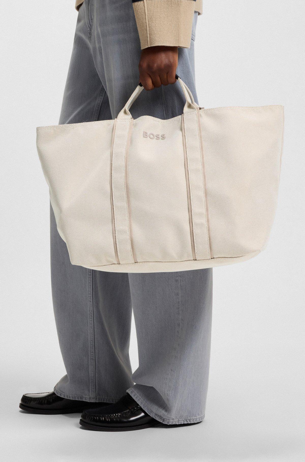 BOSS - Textured tote bag with logo straps - White Product Image