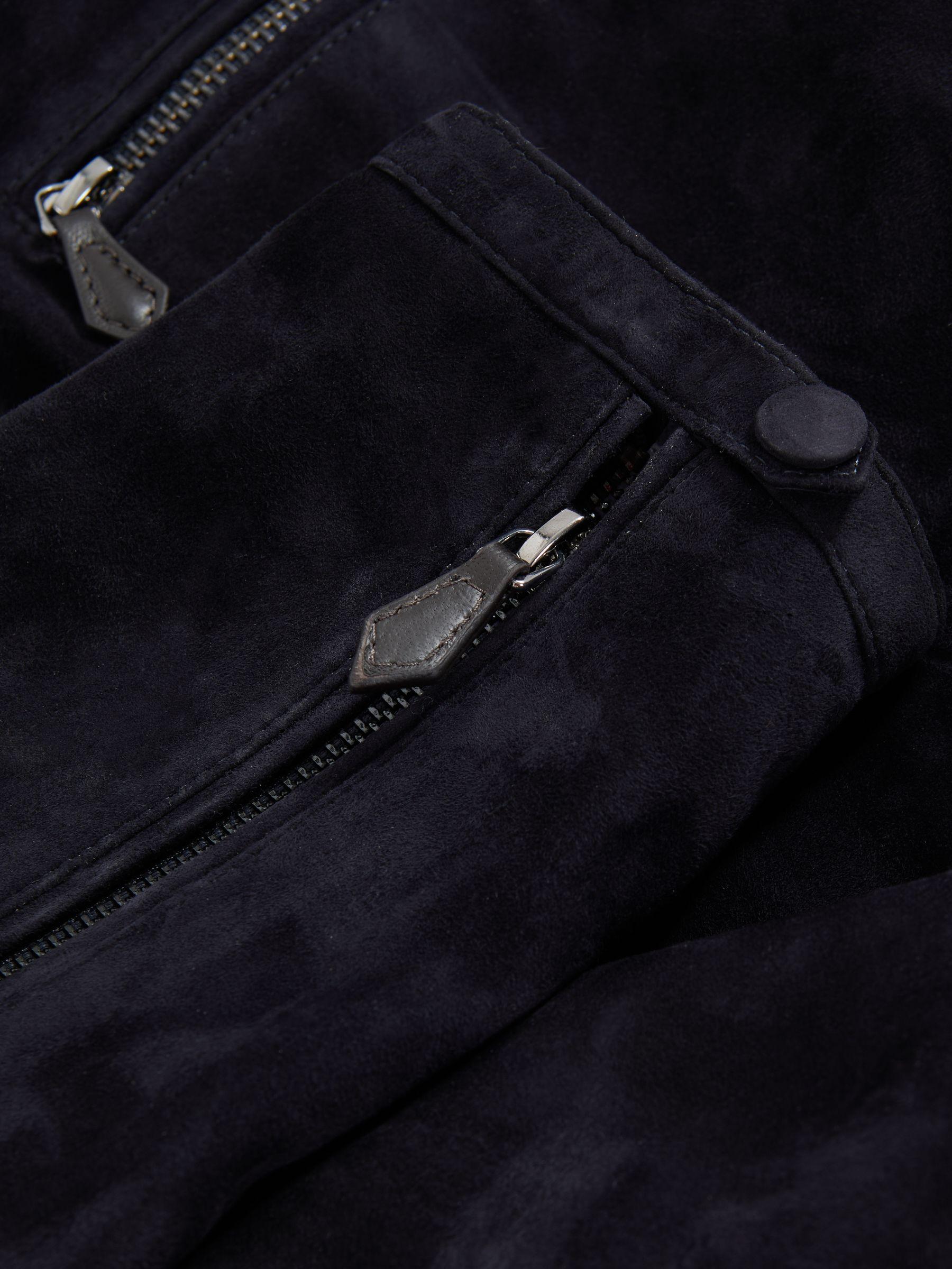 Atelier Metis Suede Zip-Through Jacket in Navy Product Image