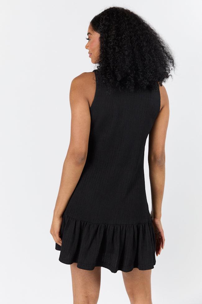 Sunset Romance Black Knit Button Front Mini Dress FINAL SALE Product Image