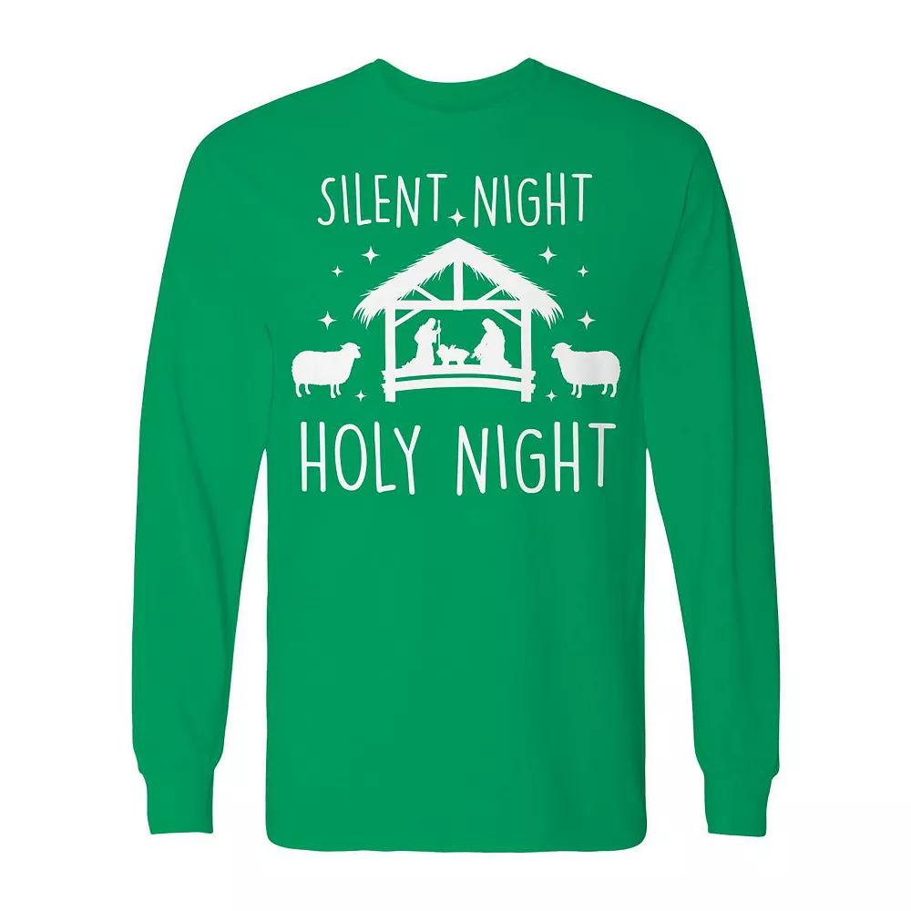 Men's Christmas Silent Night Holy Night Long Sleeve Graphic Tee, Adult Unisex,  Product Image