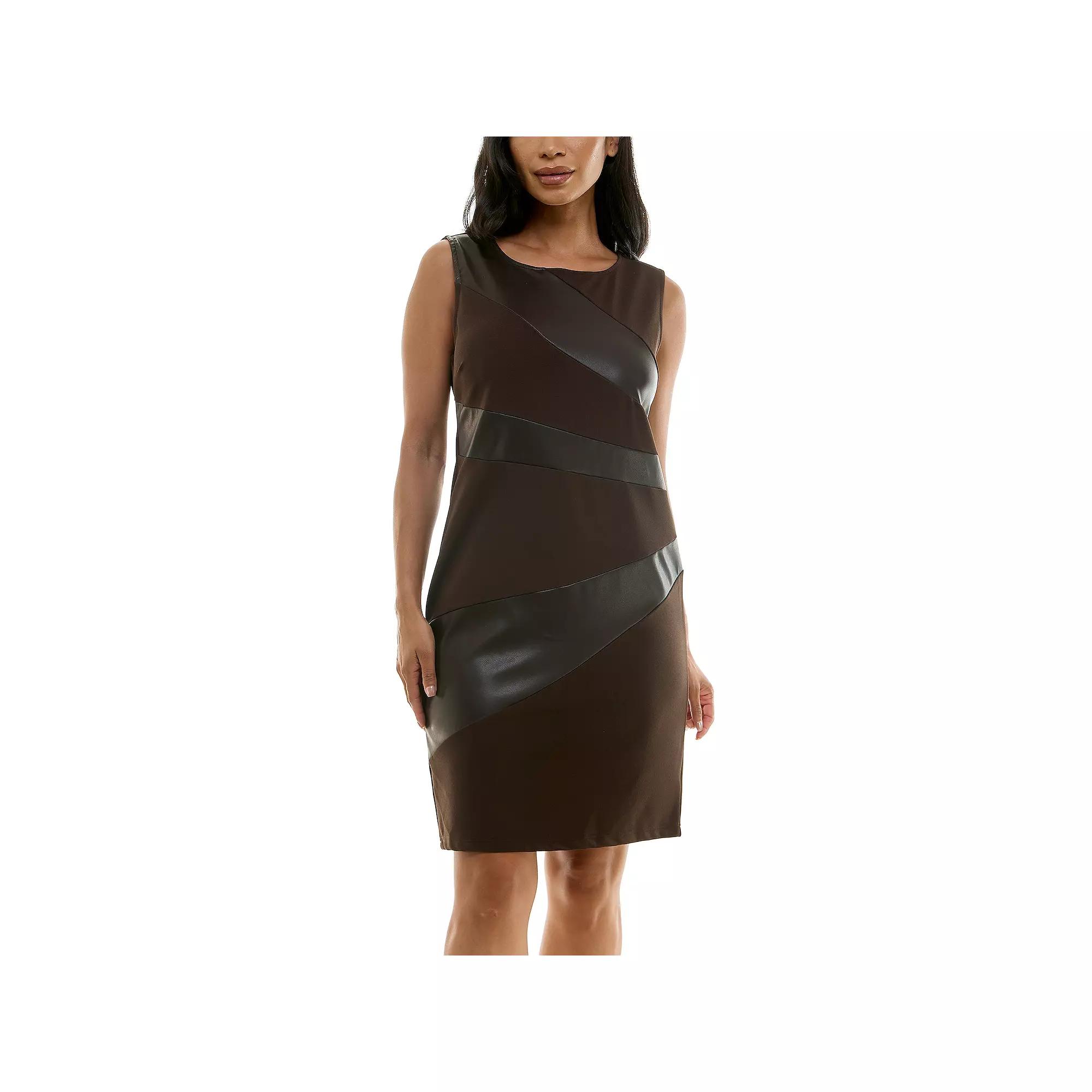 Women's Nina Leonard Pleather Panel Dress,  Product Image