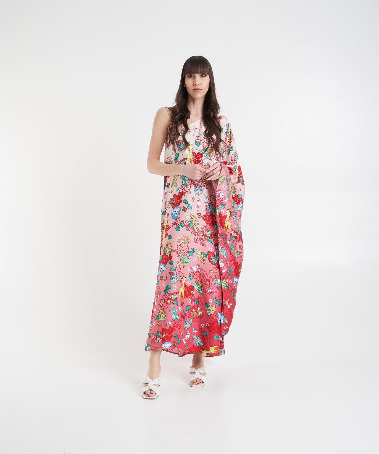 One-shoulder dress with print Product Image